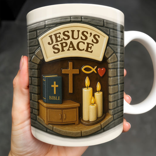 Jesus's Space, Candles, Bible, And Cross Design