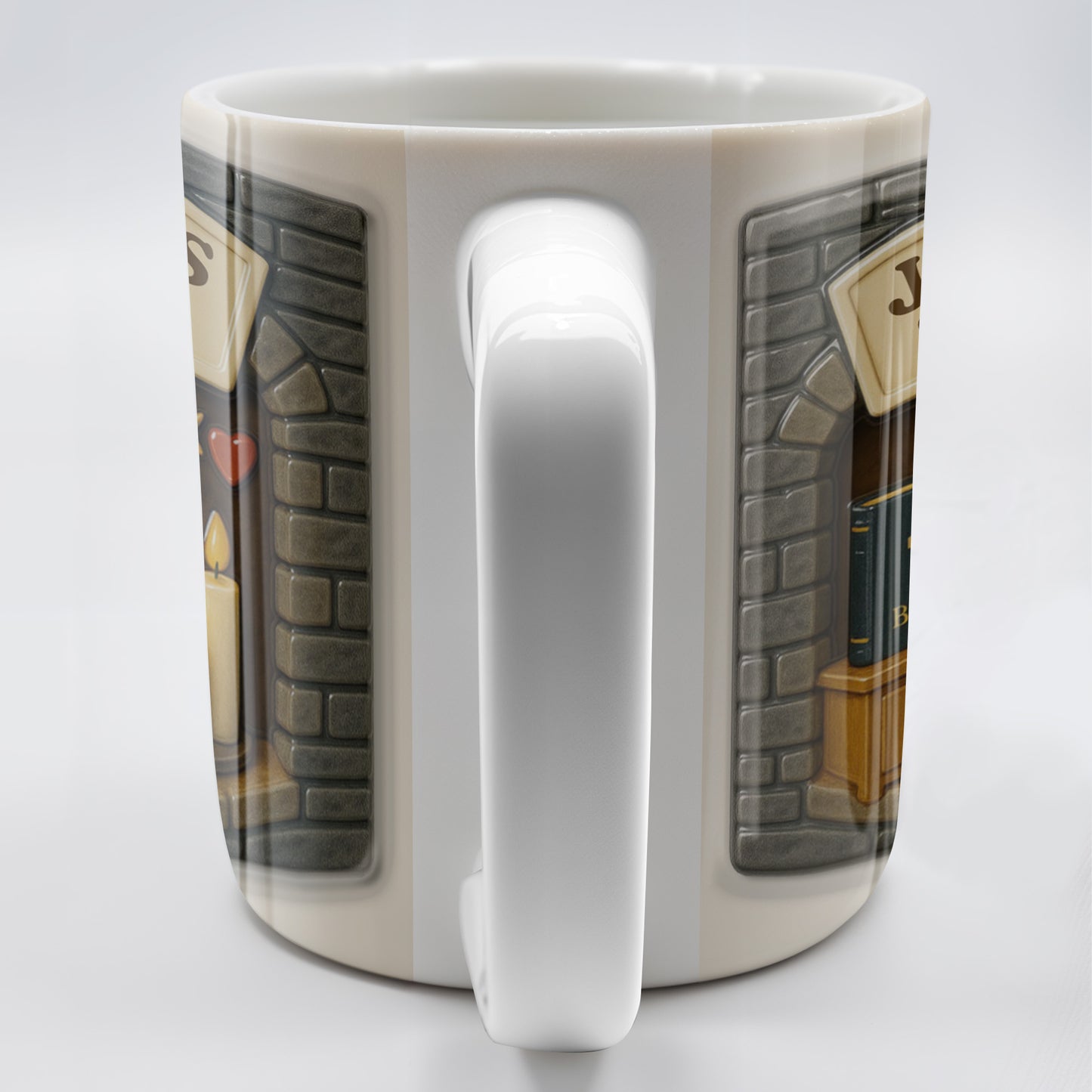 Jesus's Space, Candles, Bible, And Cross Design