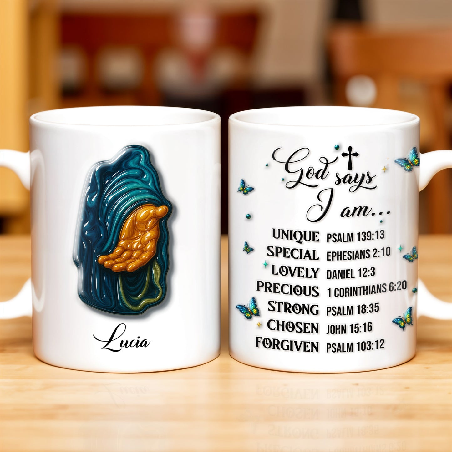 God Says I Am UNIQUE, SPECIAL, LOVELY, Angel Wing and Butterflies