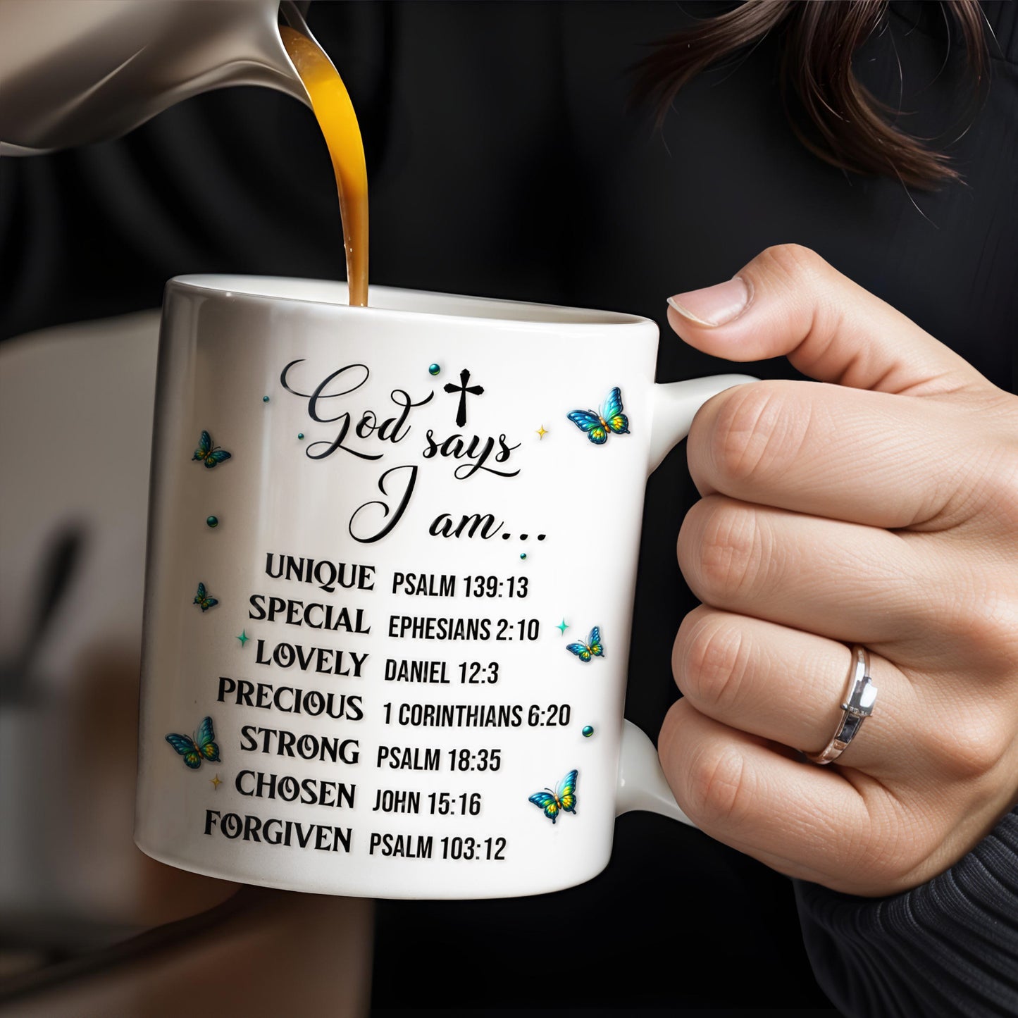 God Says I Am UNIQUE, SPECIAL, LOVELY, Angel Wing and Butterflies