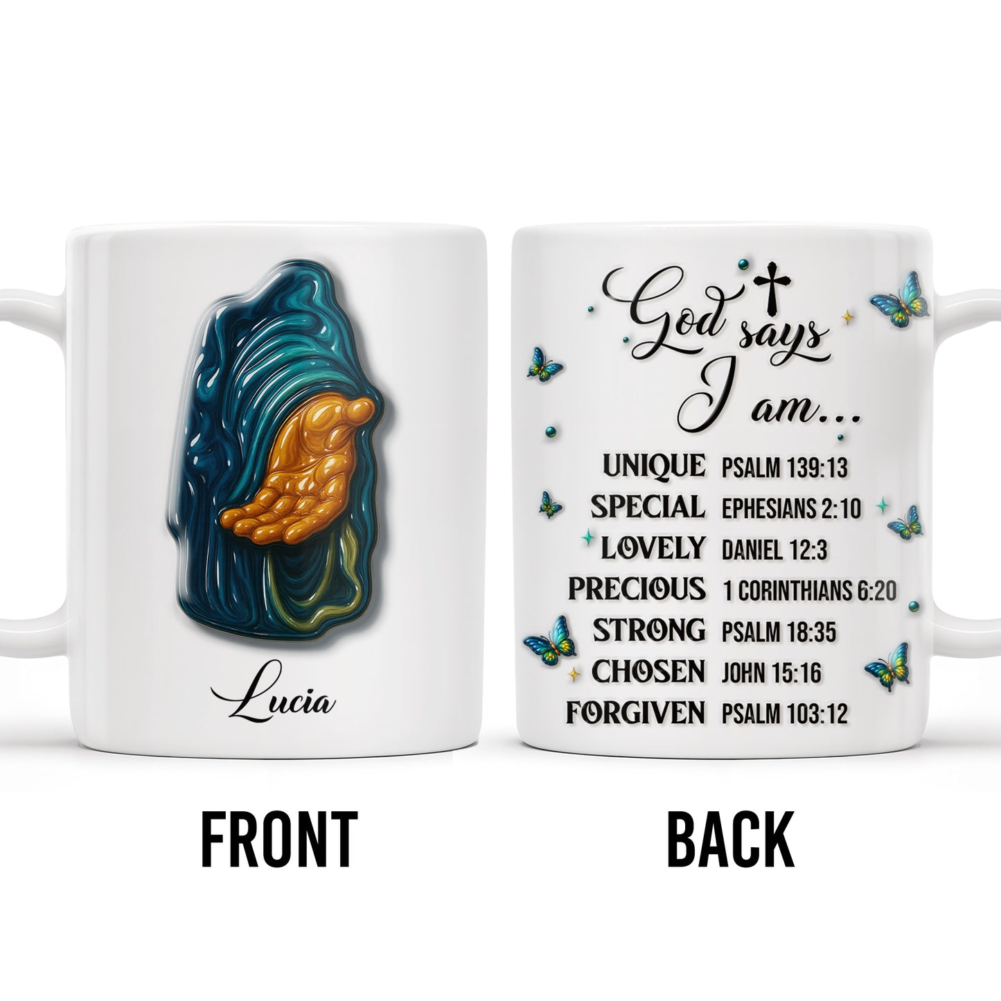 God Says I Am UNIQUE, SPECIAL, LOVELY, Angel Wing and Butterflies