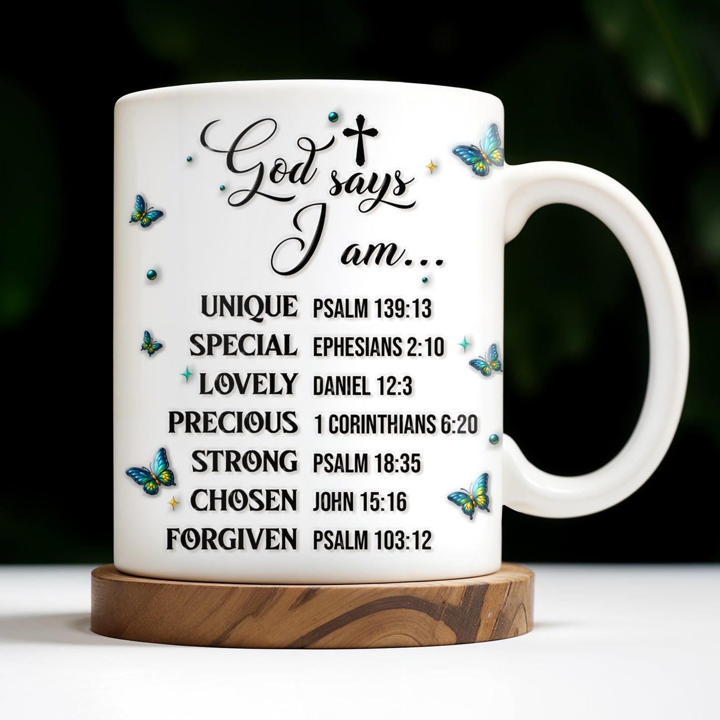 God Says I Am UNIQUE, SPECIAL, LOVELY, Angel Wing and Butterflies