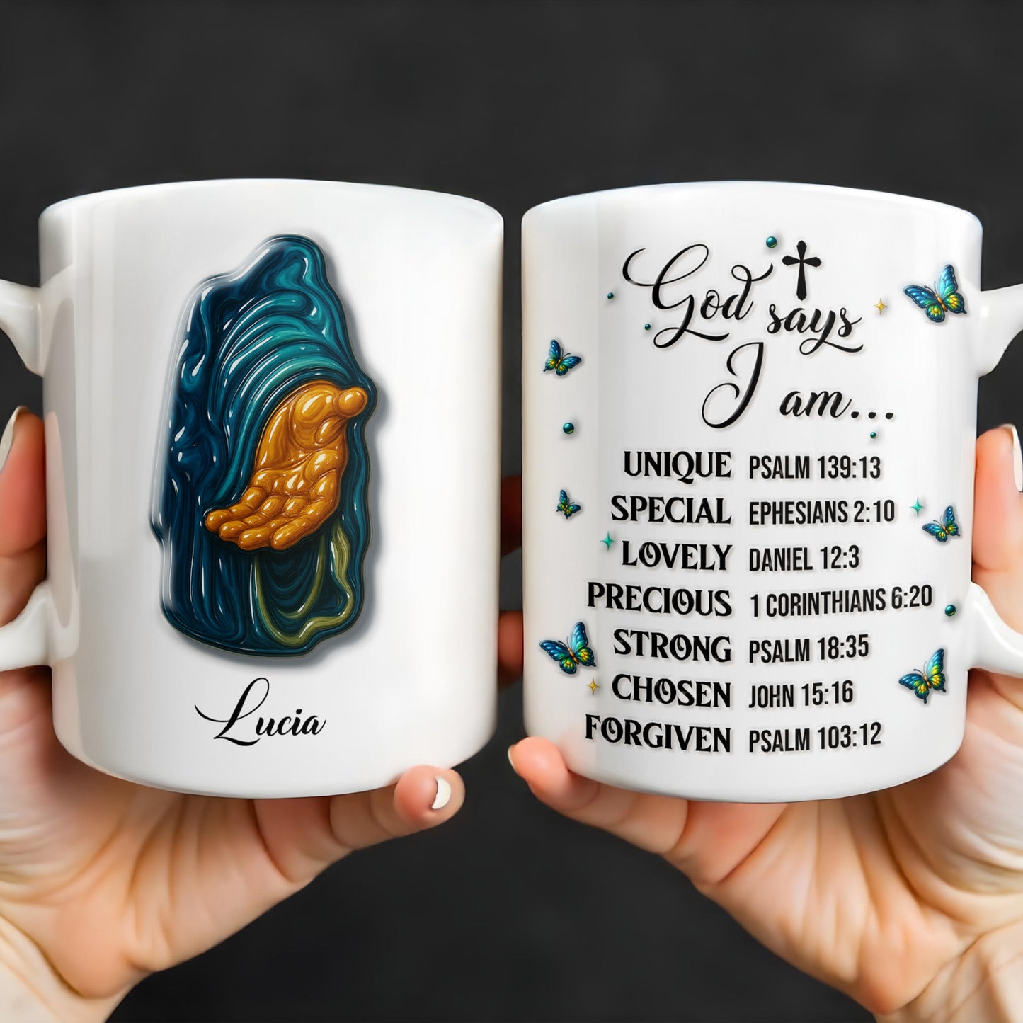God Says I Am UNIQUE, SPECIAL, LOVELY, Angel Wing and Butterflies
