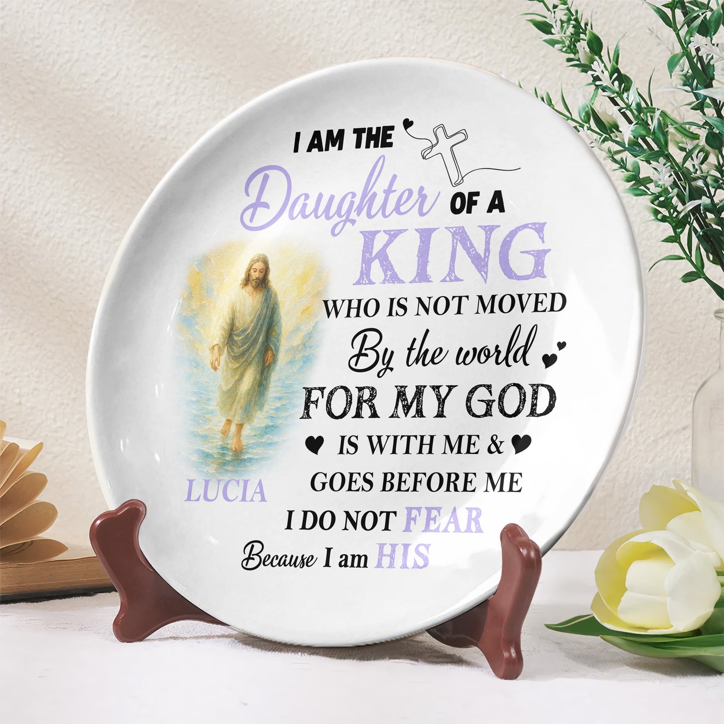 I Am The Daughter Of A King, Religious Figure And Cross
