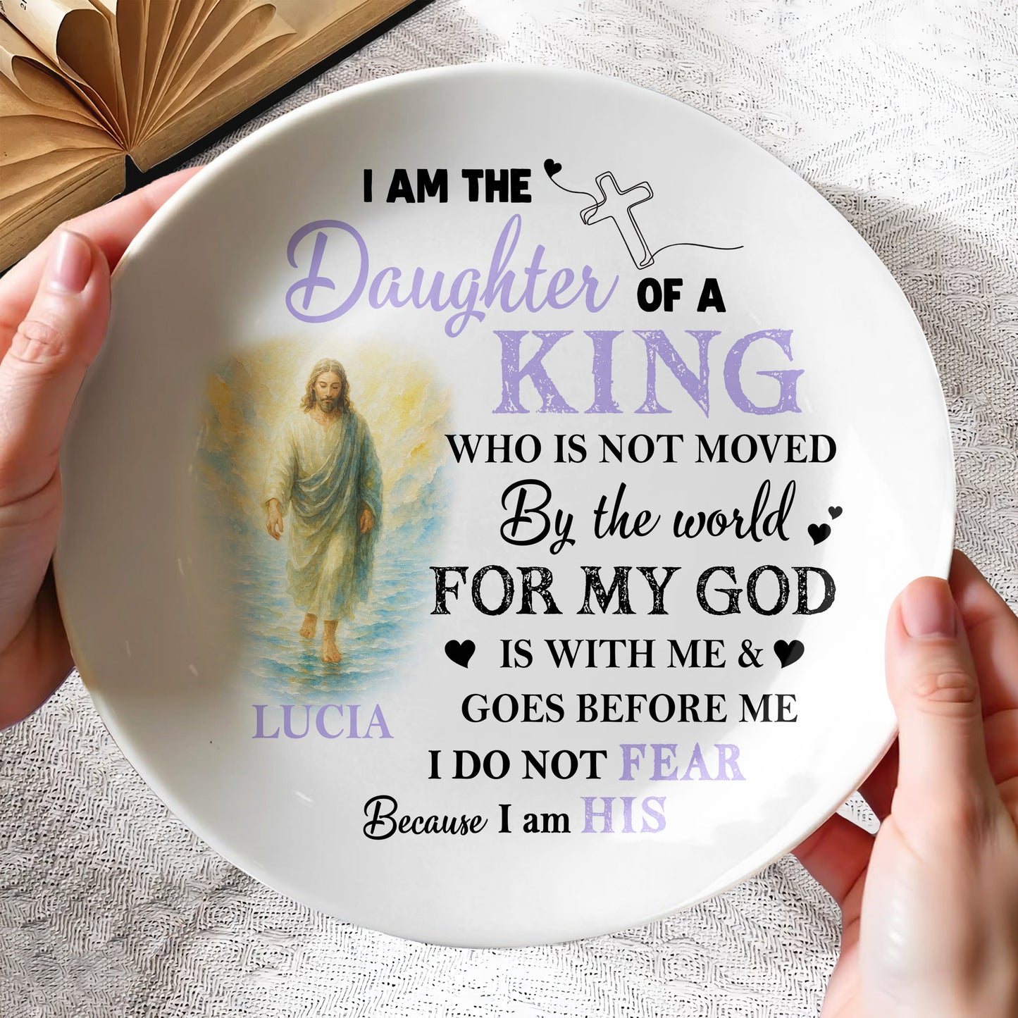 I Am The Daughter Of A King, Religious Figure And Cross