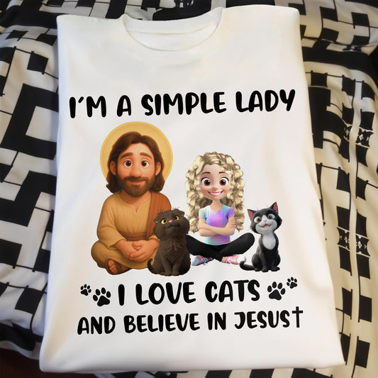I'm A Simple Lady I Love Cats And Believe In Jesust, Cats, Jesus And Paw Prints