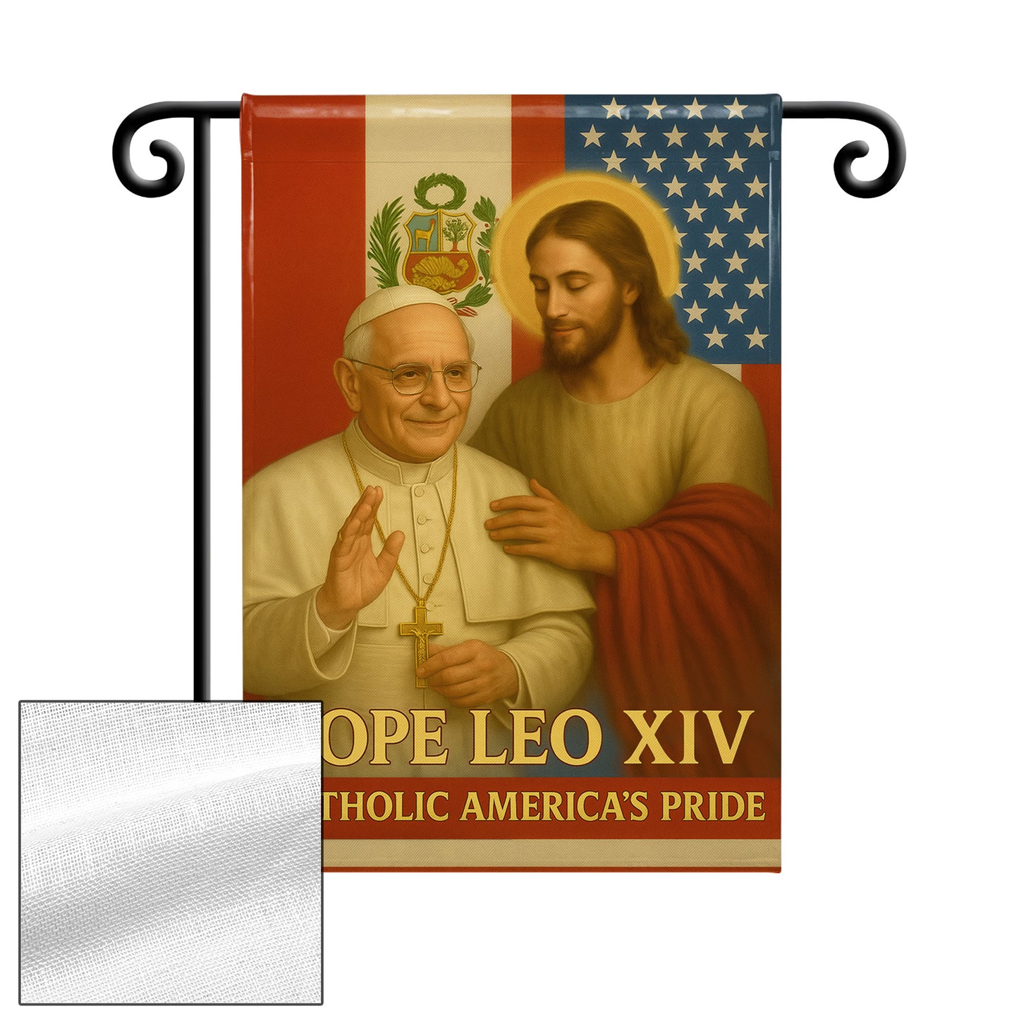 Pope Leo XIV Catholic America's Pride, Pope and Jesus with American Flag