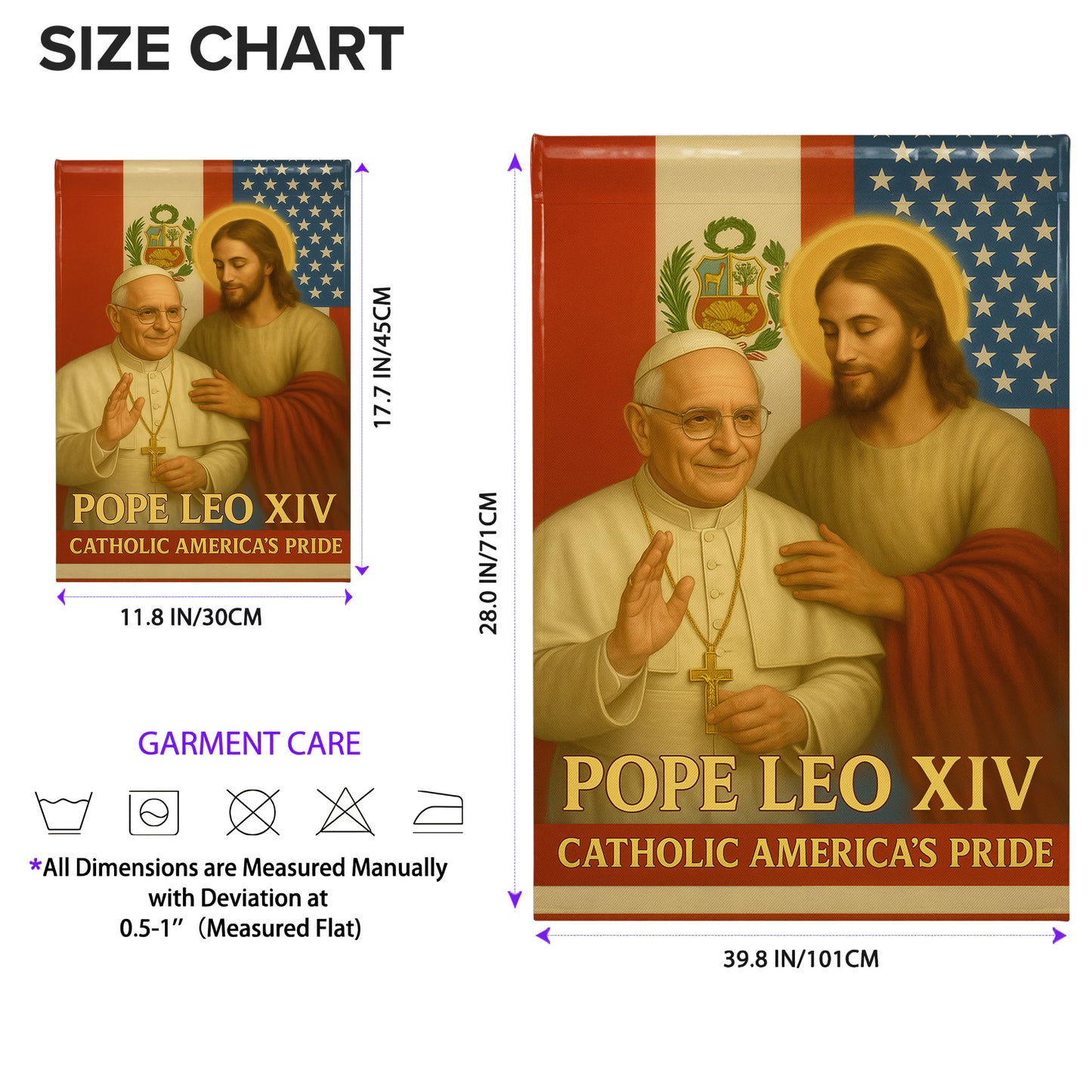 Pope Leo XIV Catholic America's Pride, Pope and Jesus with American Flag