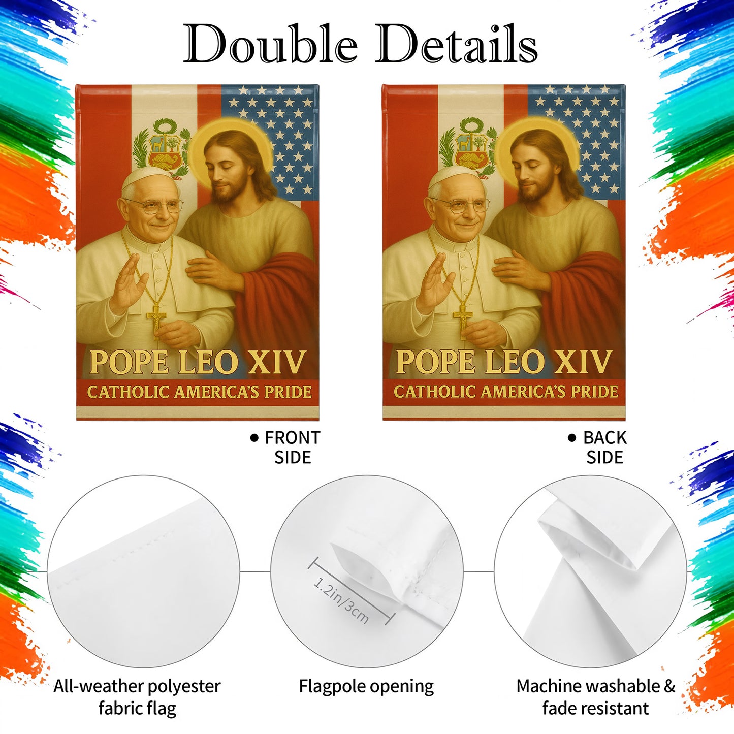 Pope Leo XIV Catholic America's Pride, Pope and Jesus with American Flag