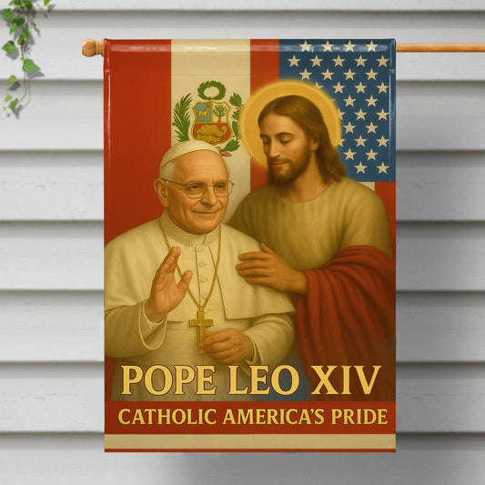 Pope Leo XIV Catholic America's Pride, Pope and Jesus with American Flag