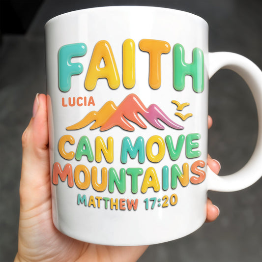 Faith Can Move Mountains, Colorful Mountain and Bird Design