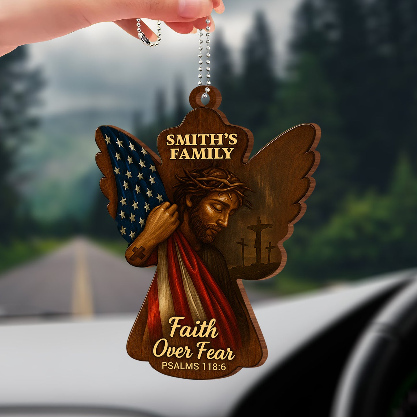 Faith Over Fear, PSALMS 118:6, Angel and American Flag