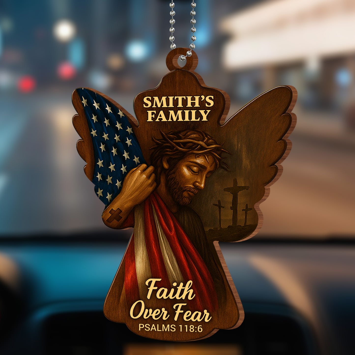 Faith Over Fear, PSALMS 118:6, Angel and American Flag