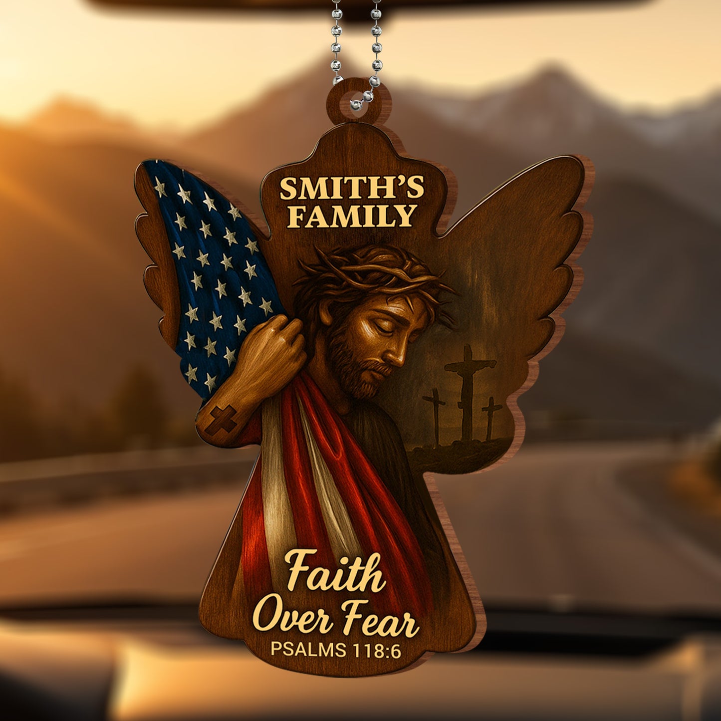 Faith Over Fear, PSALMS 118:6, Angel and American Flag