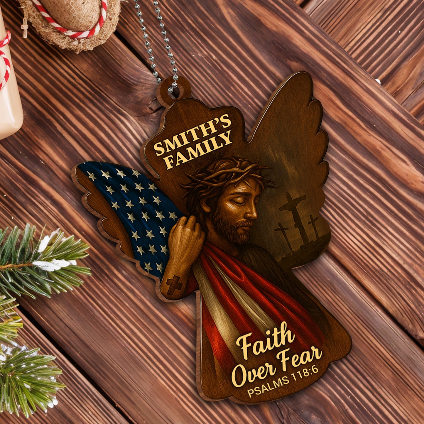 Faith Over Fear, PSALMS 118:6, Angel and American Flag