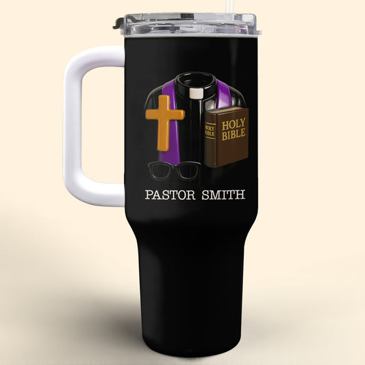 Best Wishes To Our Beloved Pastor, Cross, Bible, Glasses