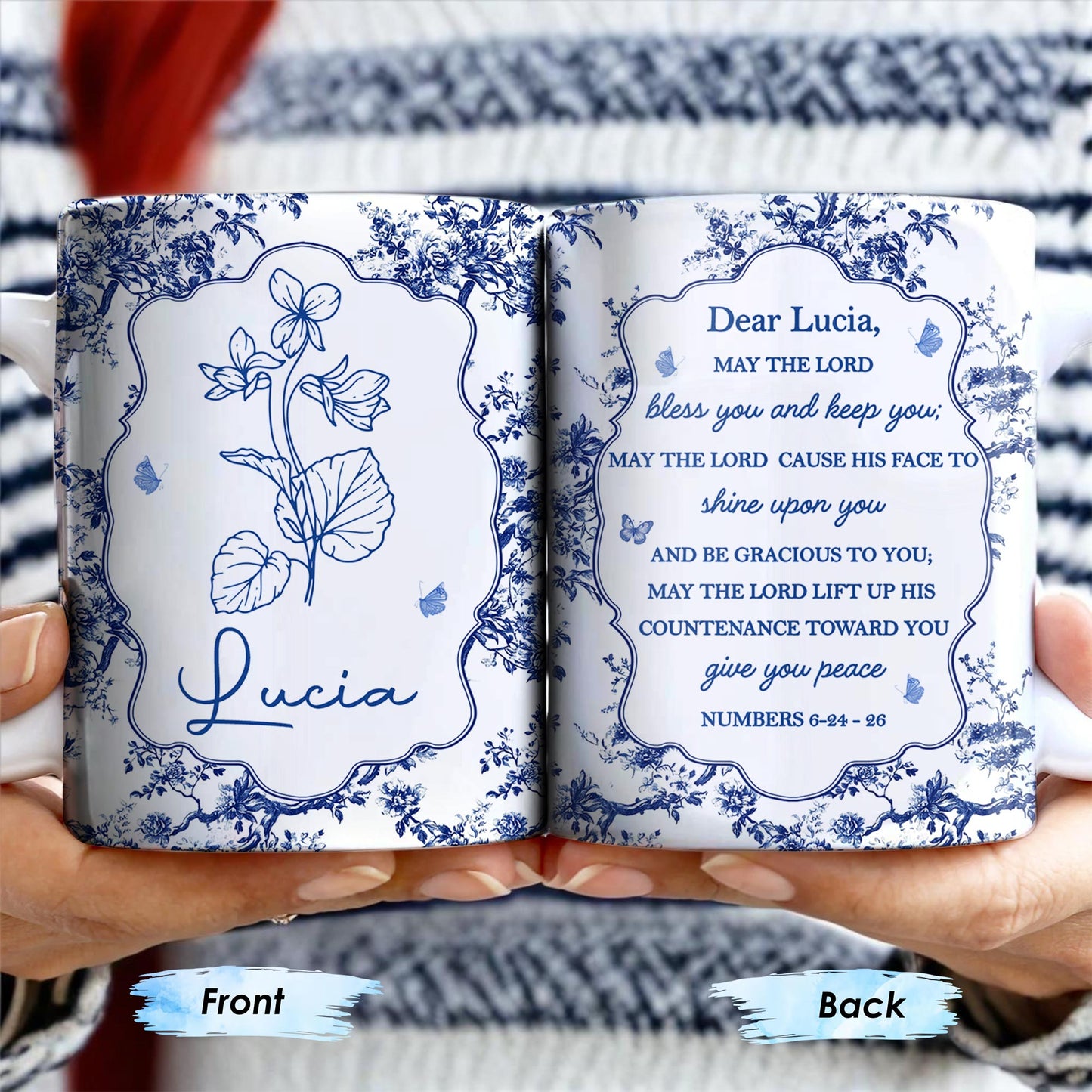 Dear Lucia, May The Lord Bless You And Keep You, Flowers And Religious Text