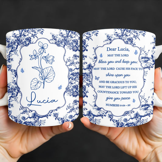 Dear Lucia, May The Lord Bless You And Keep You, Flowers And Religious Text