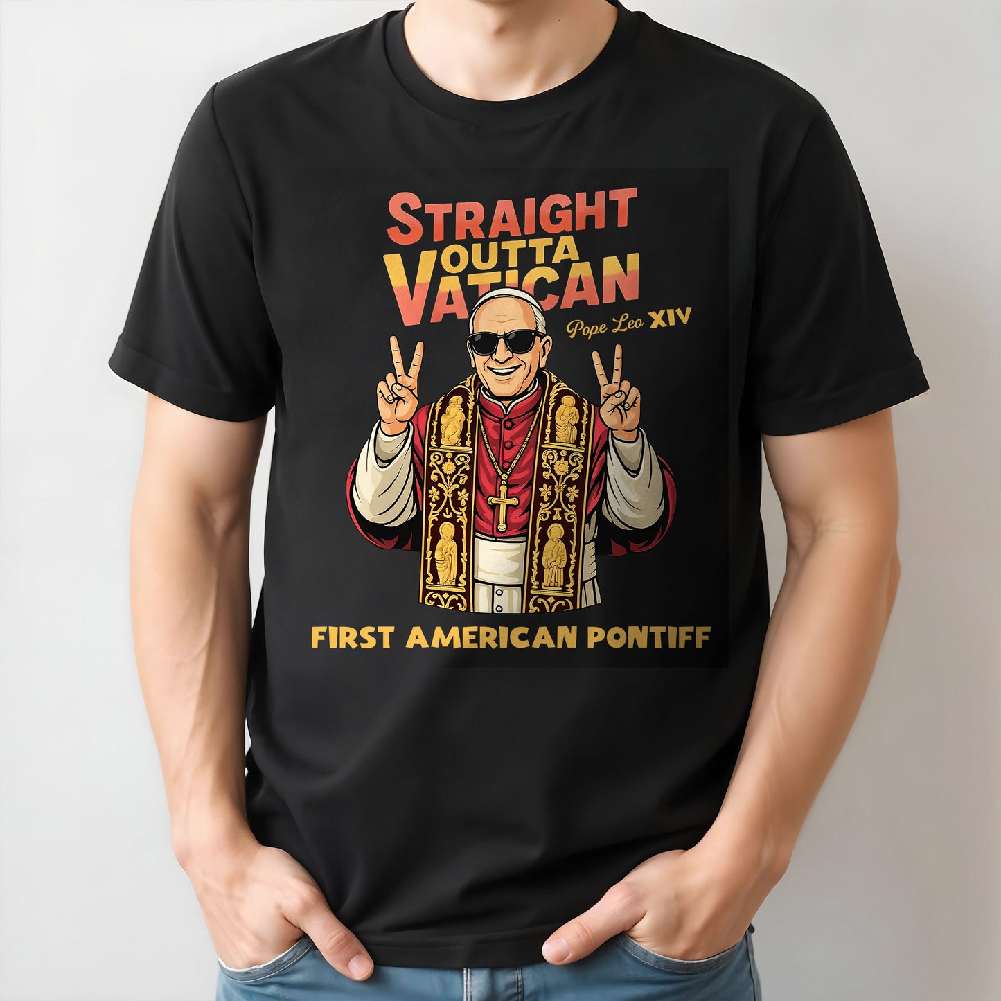 Straight Outta Vatican First American Pontiff, Pope Making Peace Sign