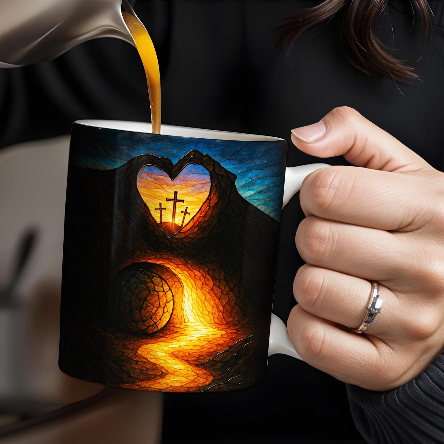 I Am The Light Of The World, Cross and Heart Coffee Mug