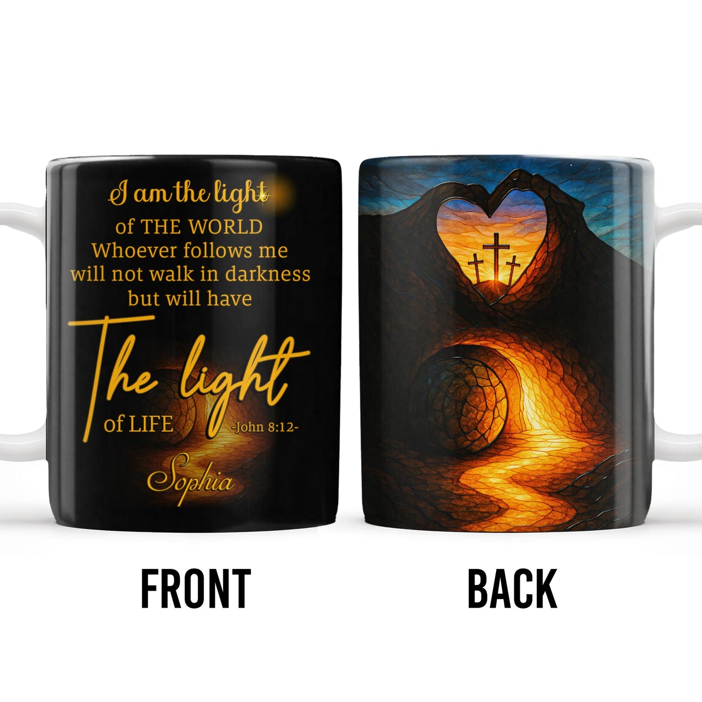 I Am The Light Of The World, Cross and Heart Coffee Mug