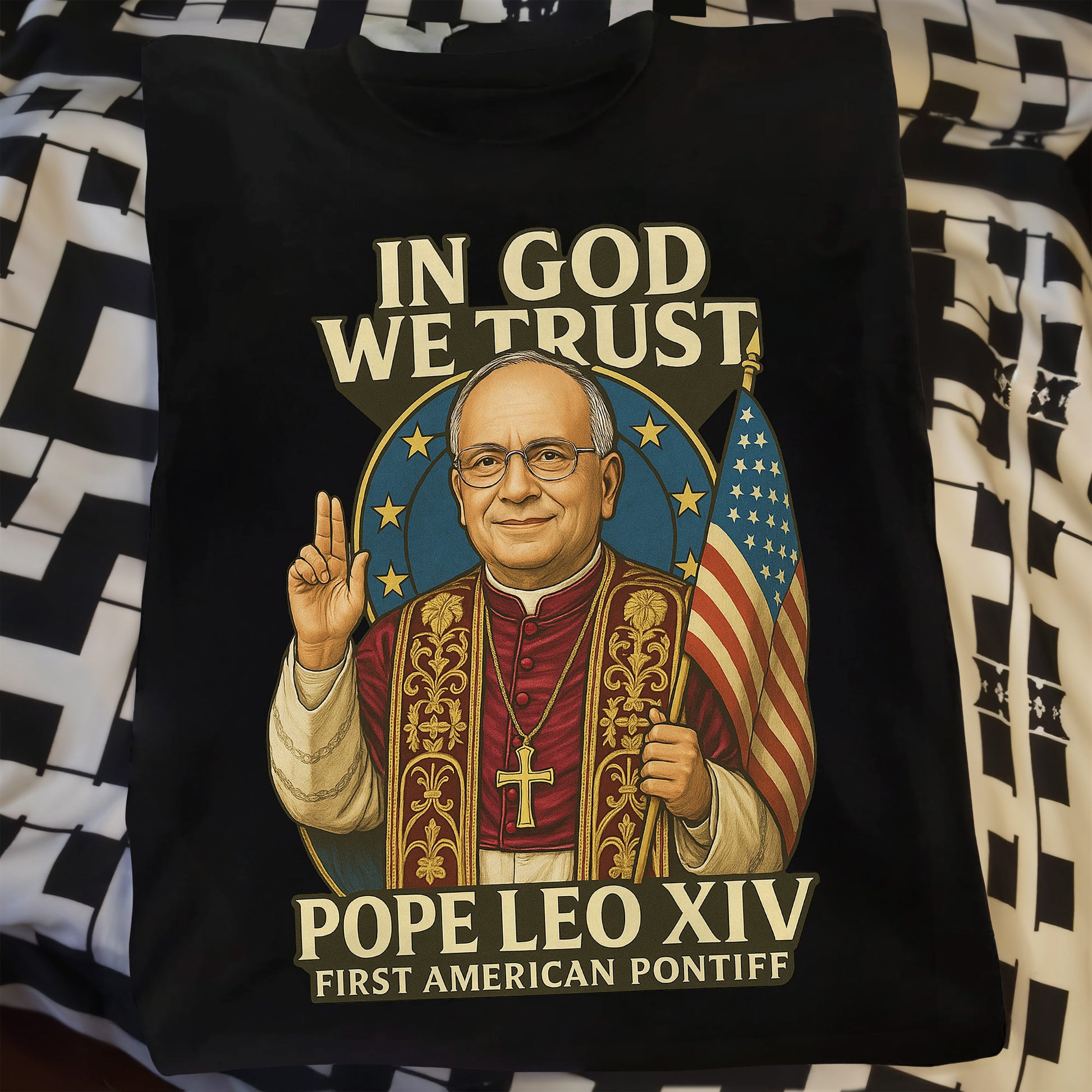 In God We Trust, Pope Leo XIV, First American Pontiff, American Flag