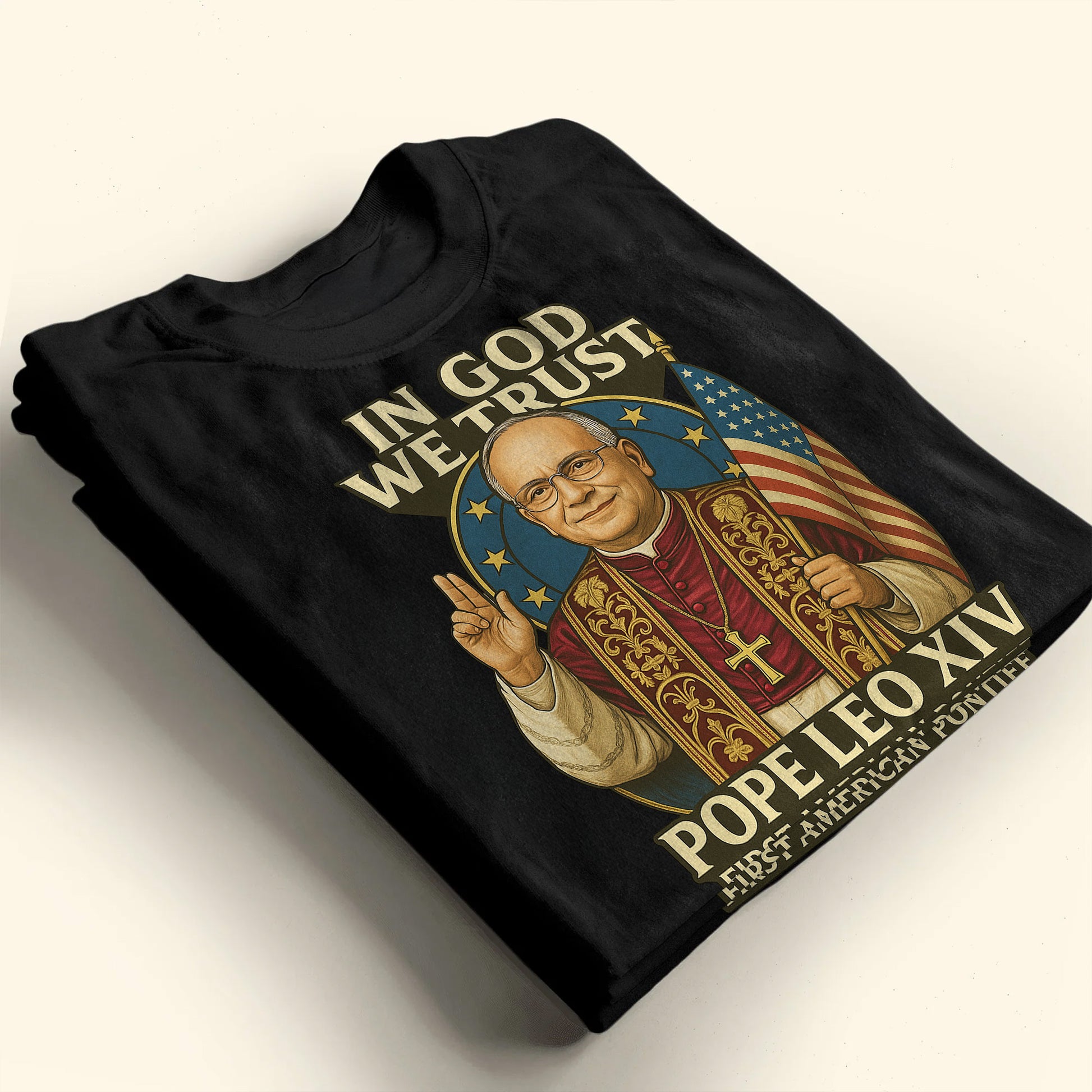 In God We Trust, Pope Leo XIV, First American Pontiff, American Flag