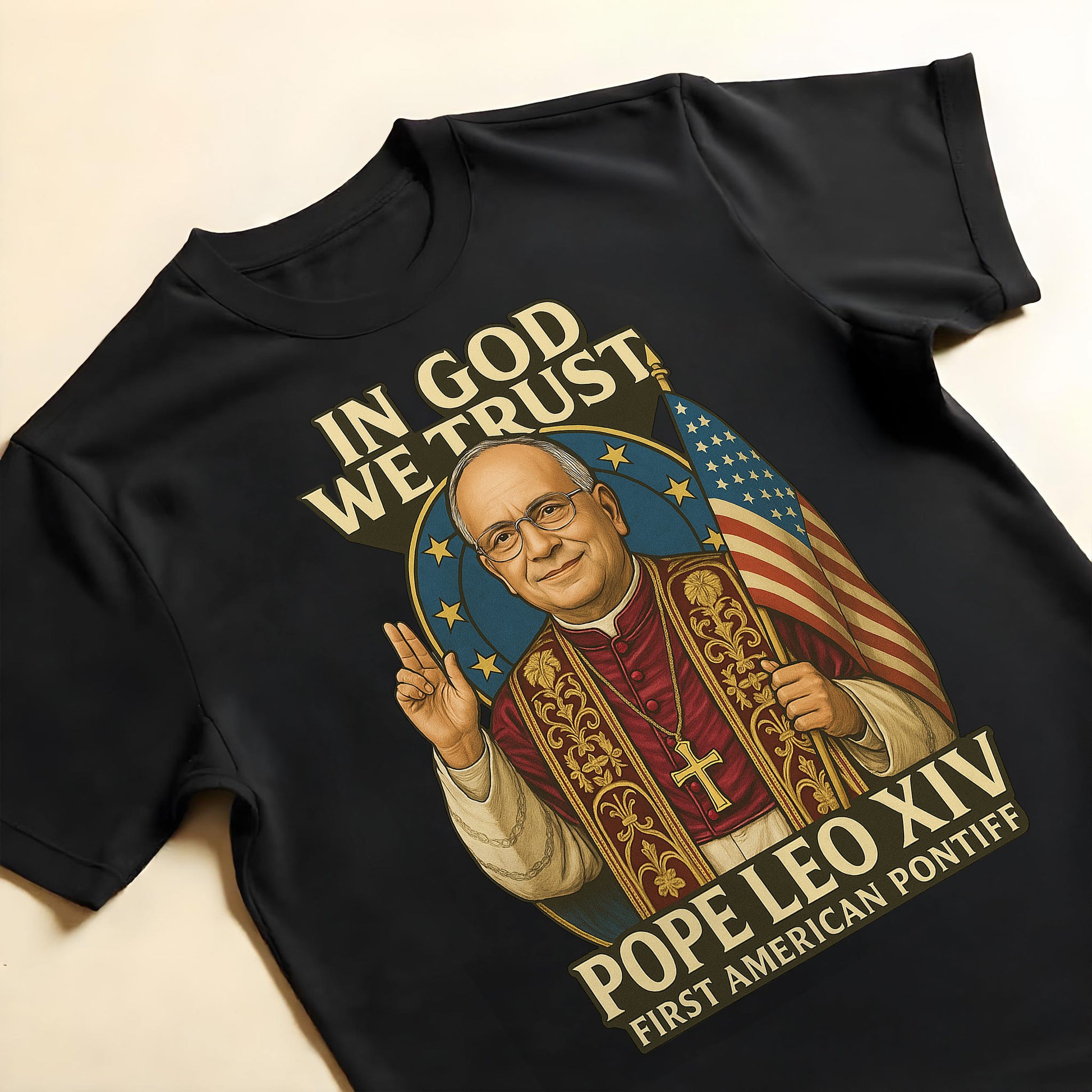 In God We Trust, Pope Leo XIV, First American Pontiff, American Flag