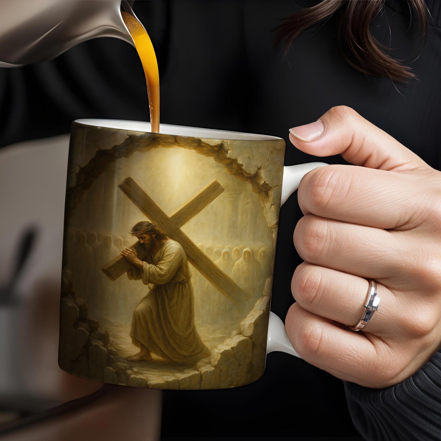 Celebrate Faith And Inspiration With This Beautifully Crafted Mug Featuring A Religious Figure