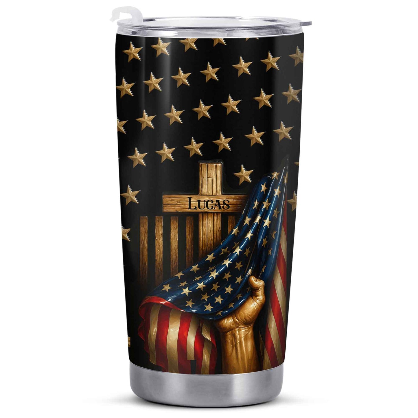 Customizable Patriotic Stars And Stripes Design With Wooden Chair