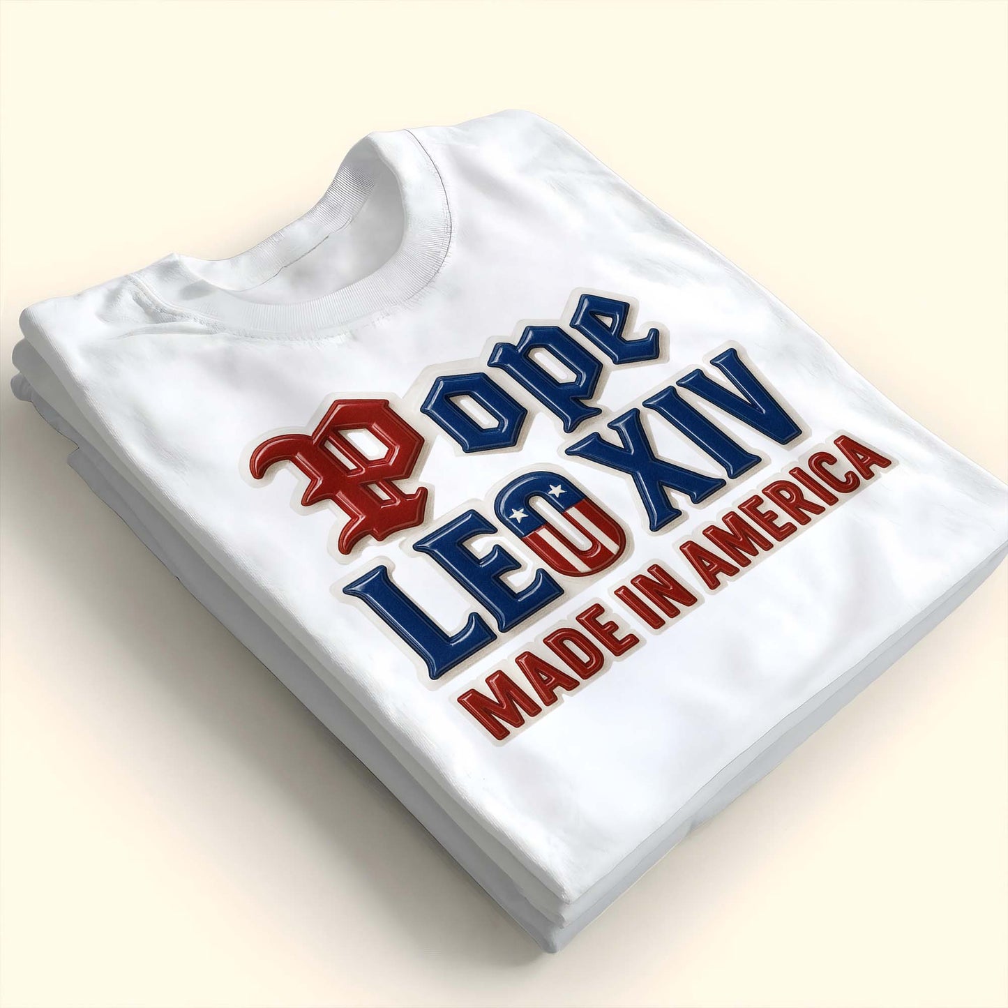 Pope Leo XIV Made in America, Old English Lettering and American Flag