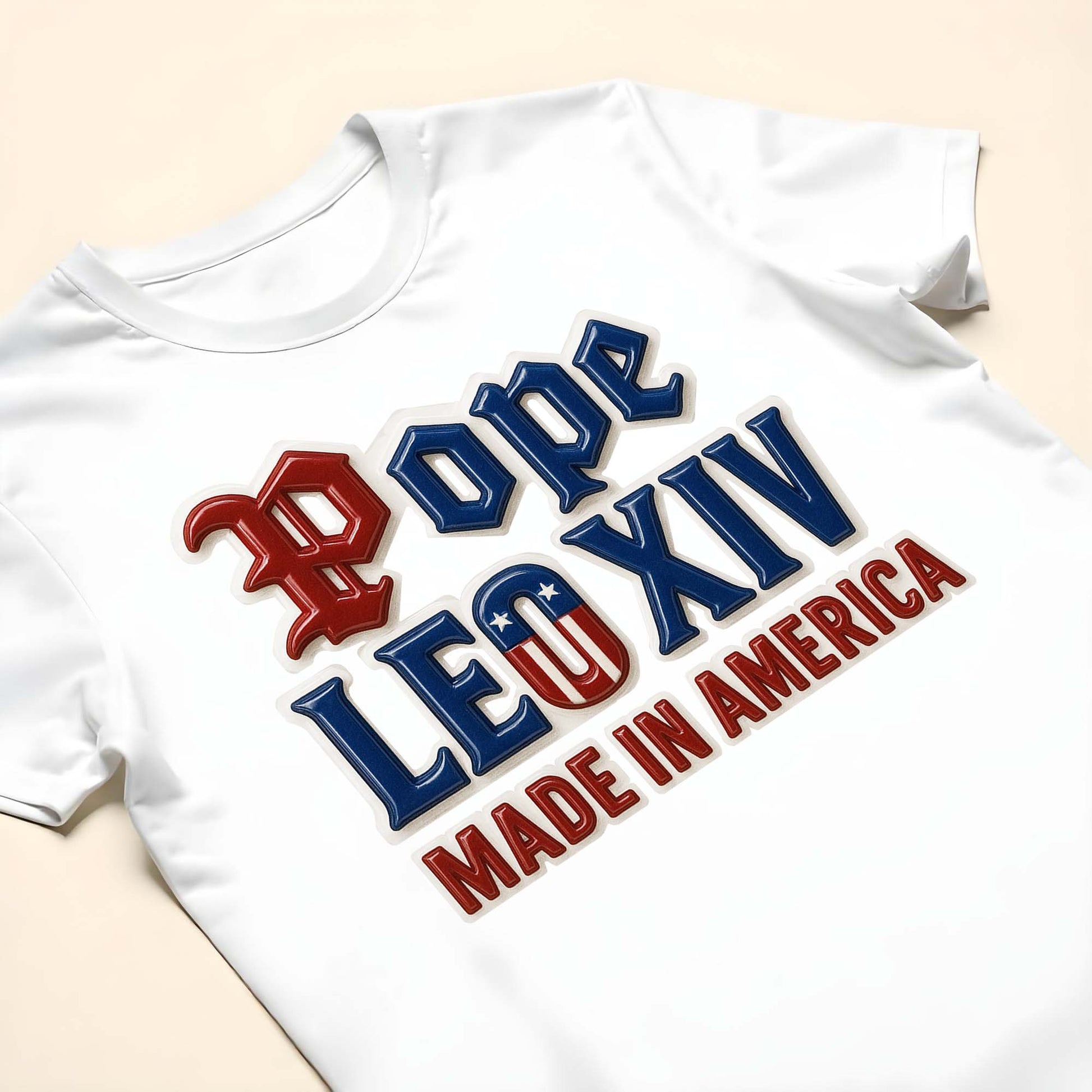 Pope Leo XIV Made in America, Old English Lettering and American Flag