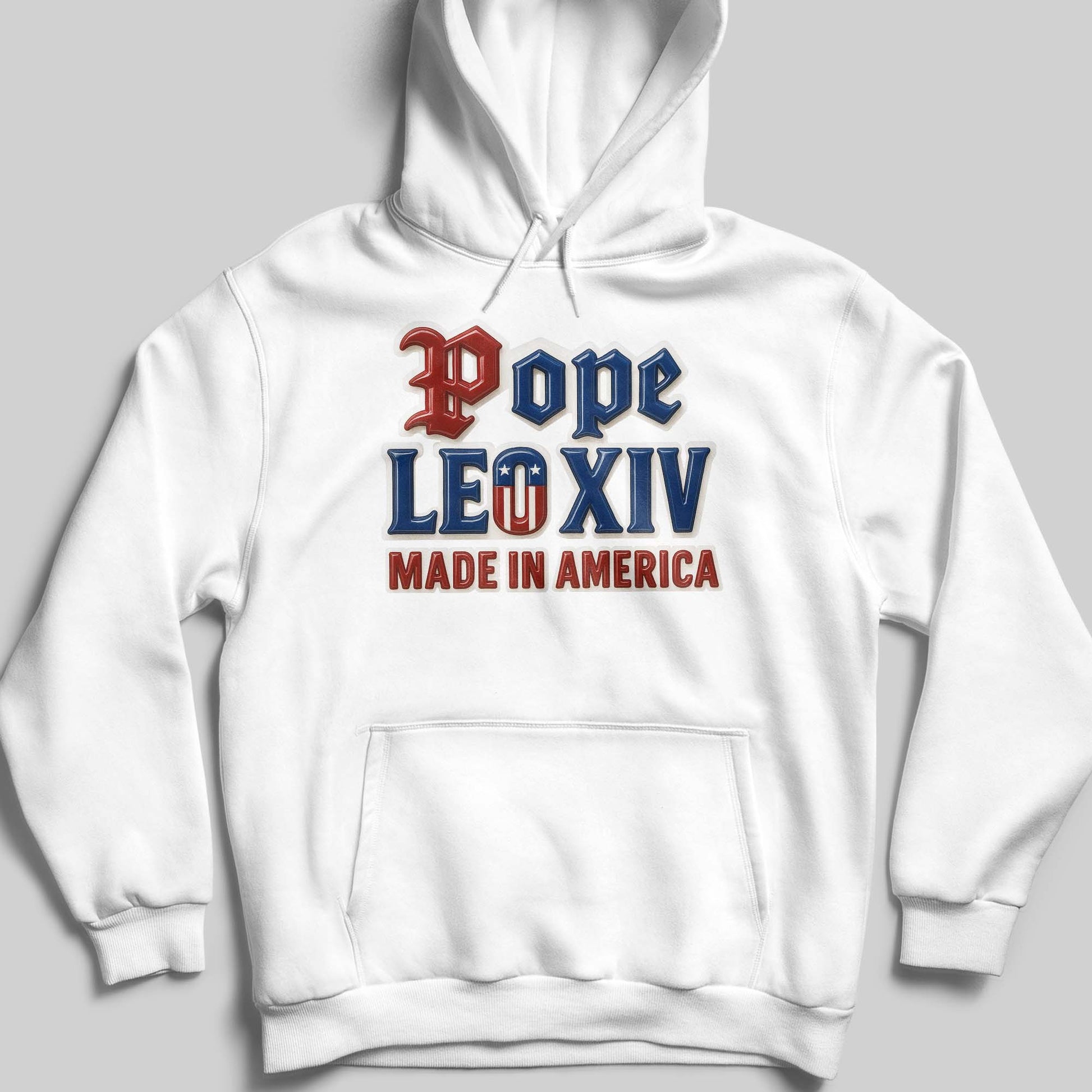 Pope Leo XIV Made in America, Old English Lettering and American Flag