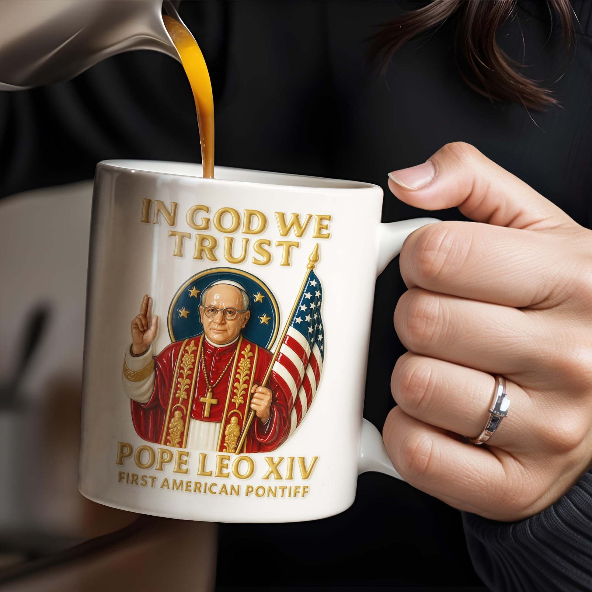 In God We Trust, Pope And American Flag