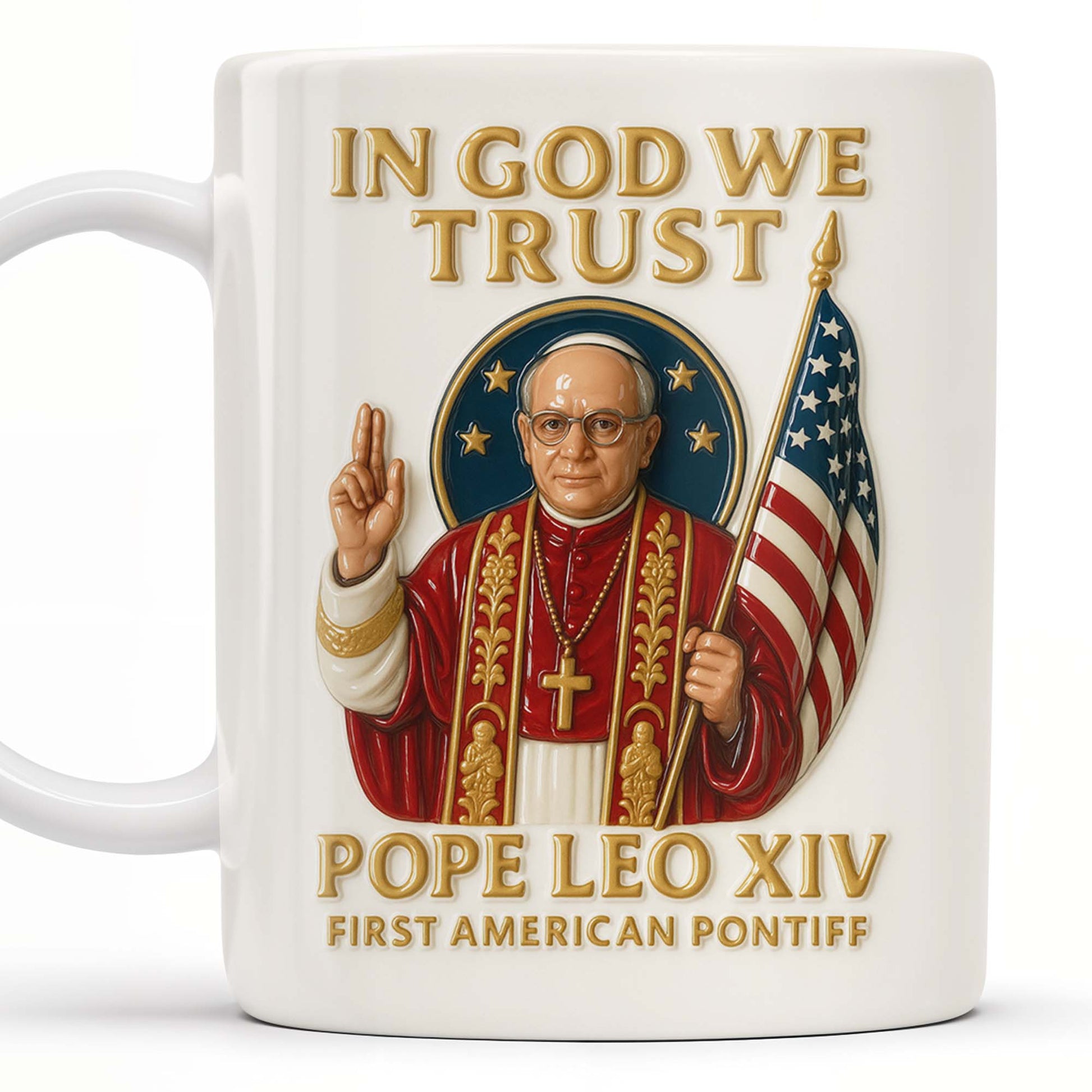 In God We Trust, Pope And American Flag