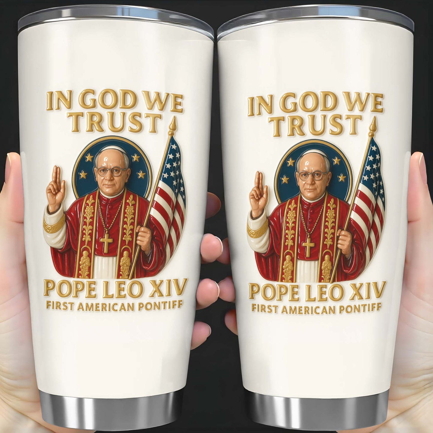 In God We Trust Pope Leo XIV First American Pontiff With American Flag