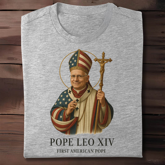 Pope Leo XIV, First American Pope, American Flag and Cross