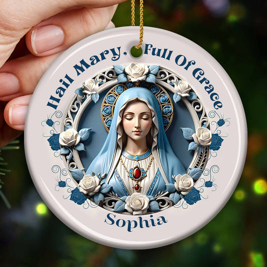 Hail Mary Full Of Grace Virgin Mary and Roses