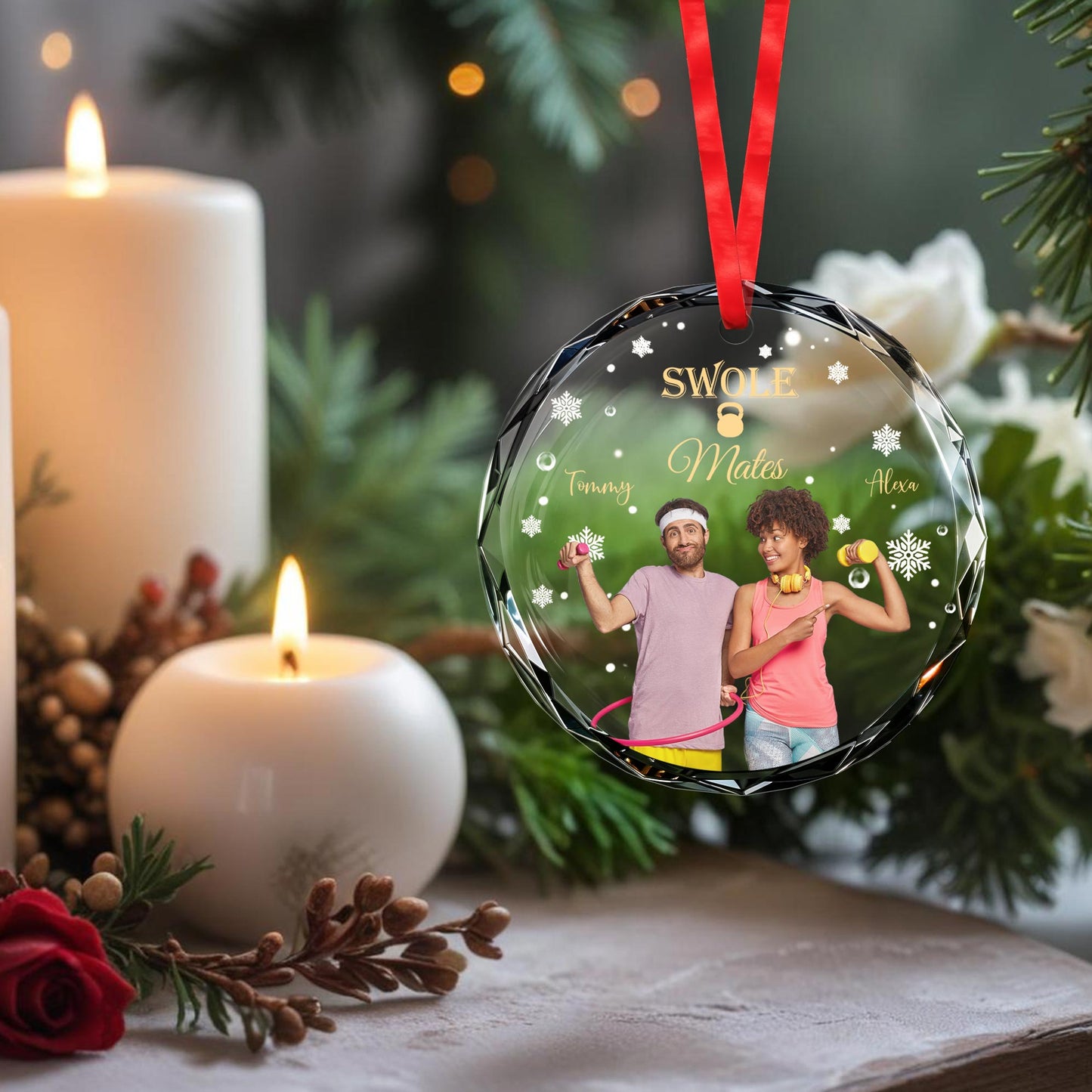 Swole Mates Celebrating Fitness and Friendship Ornament