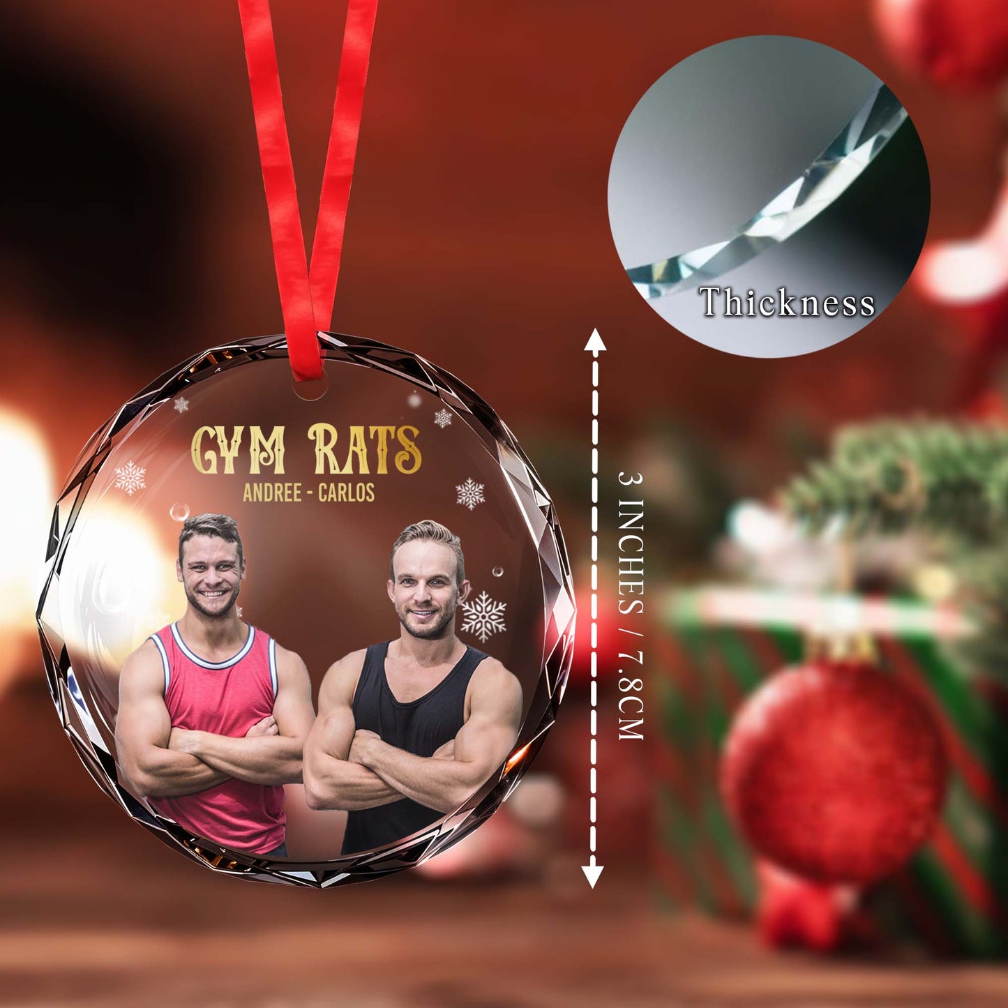 Gym Rat Celebrate Your Fitness Journey With Friends - Personalized Custom Circle Glass Ornament - FTN004_CGOR