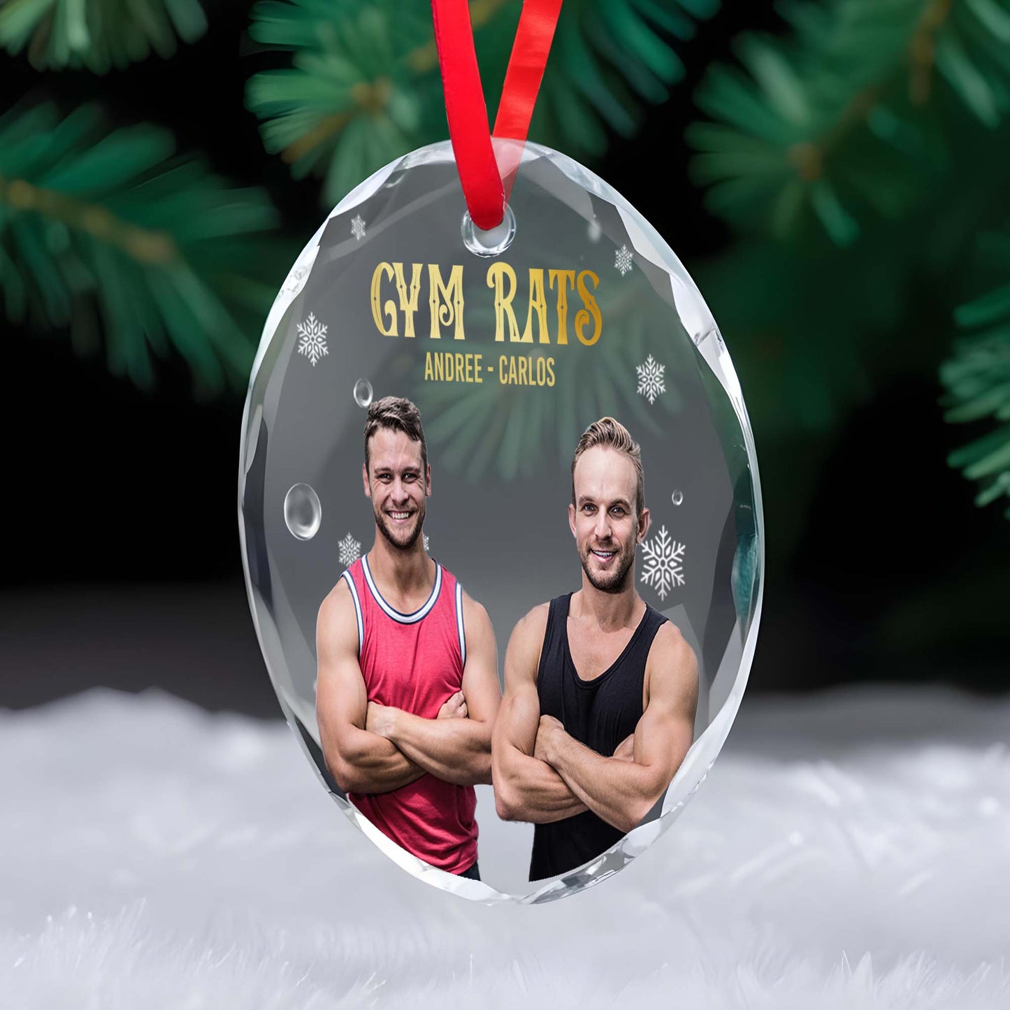 Gym Rat Celebrate Your Fitness Journey With Friends - Personalized Custom Circle Glass Ornament - FTN004_CGOR