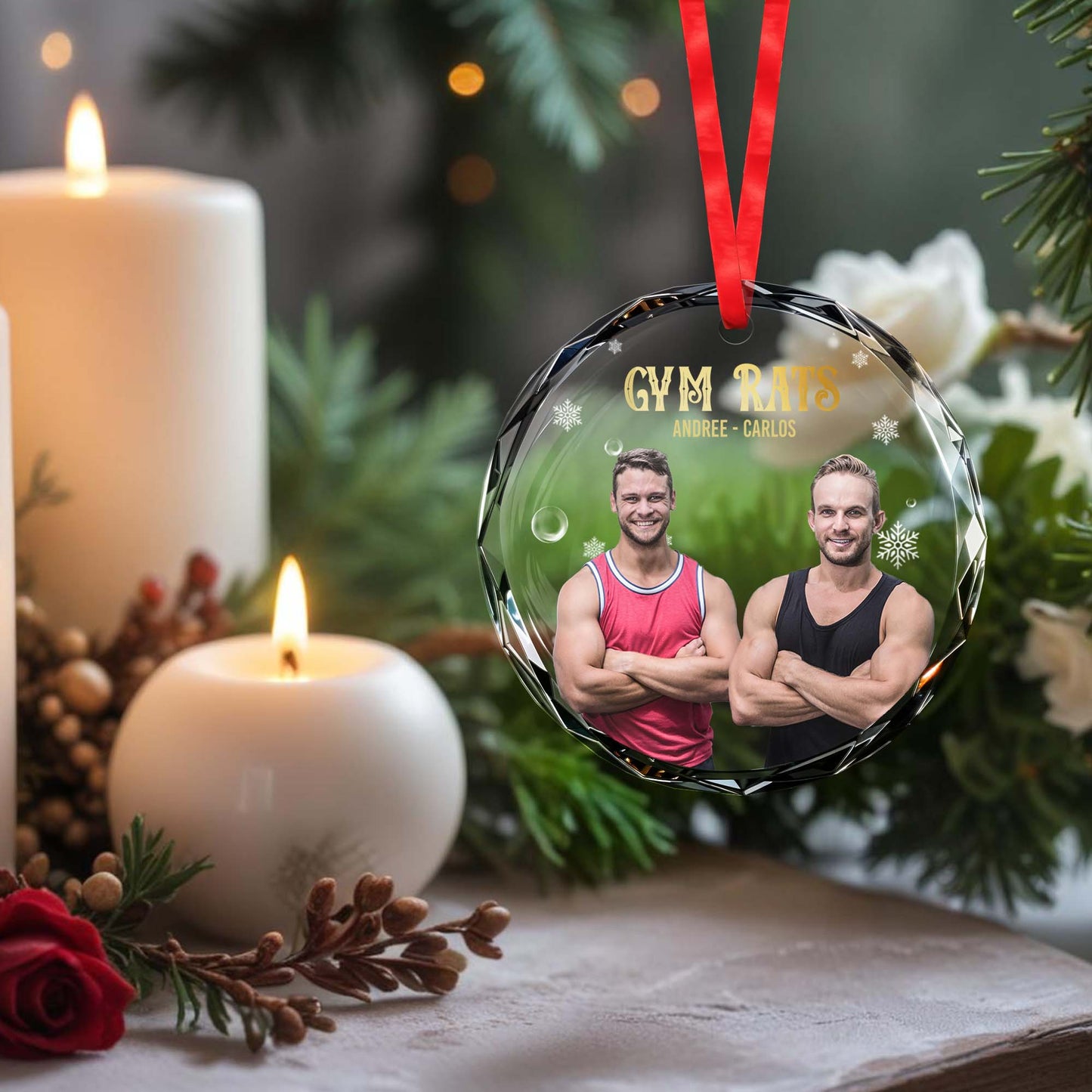 Gym Rat Celebrate Your Fitness Journey With Friends - Personalized Custom Circle Glass Ornament - FTN004_CGOR