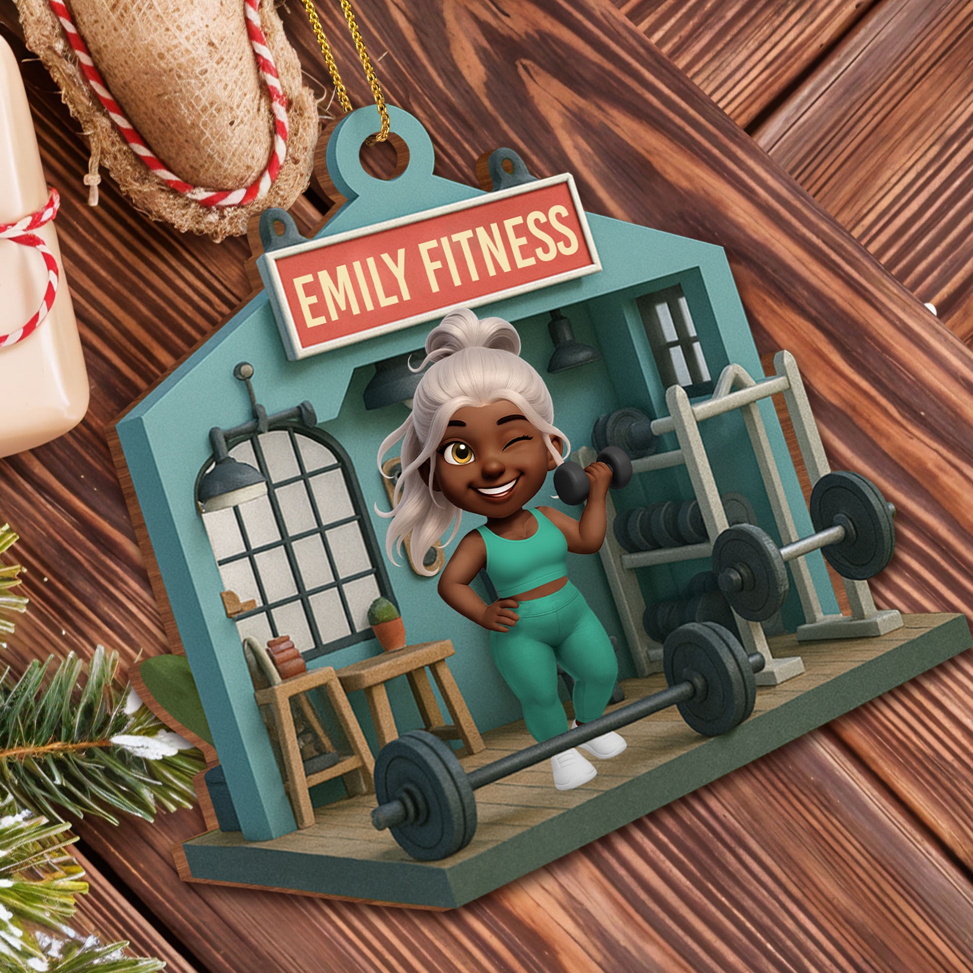 Celebrate Fitness With Personalized Gym Equipment Ornament