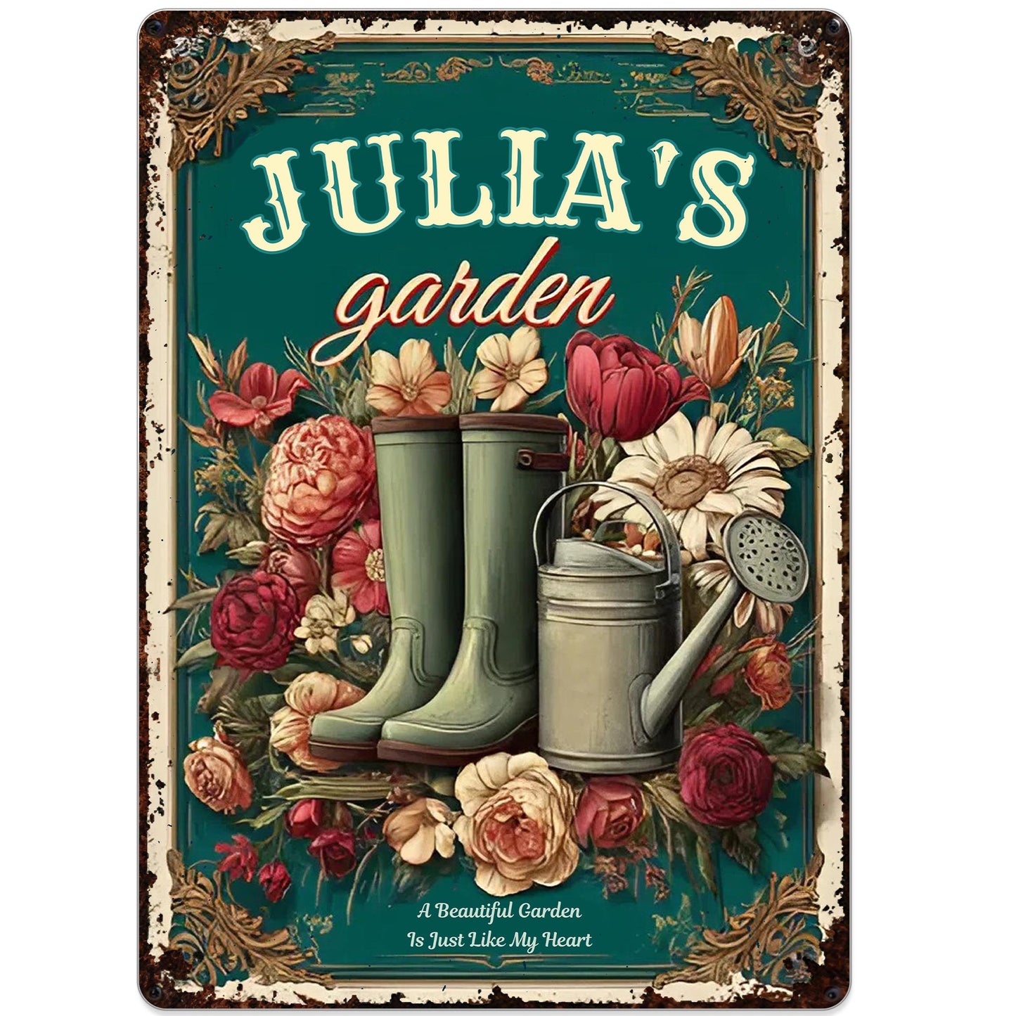 A Beautiful Garden Is Just Like My Heart, Garden Boots, Watering Can, Flowers