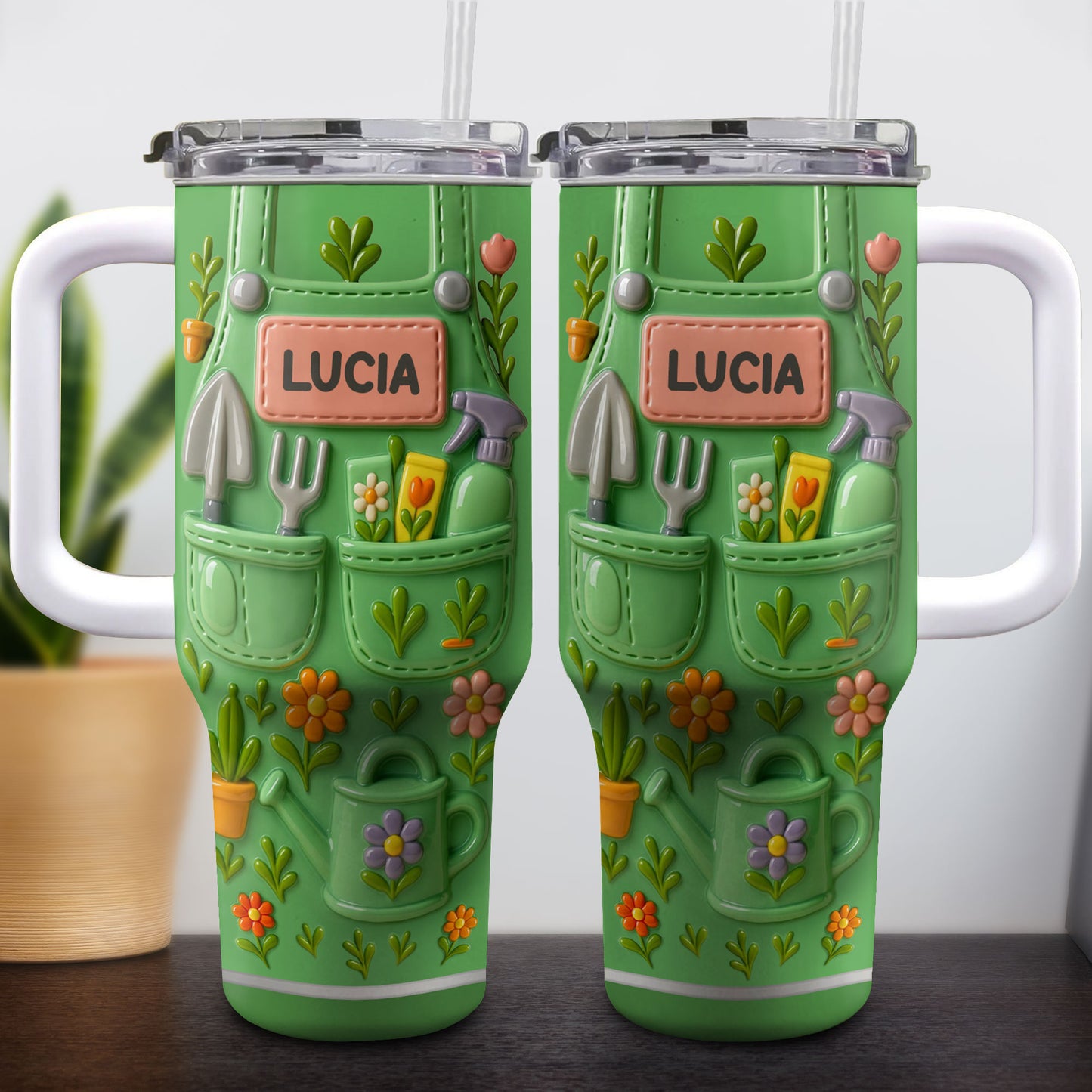 To Lucia, Gardening Tools and Flowers