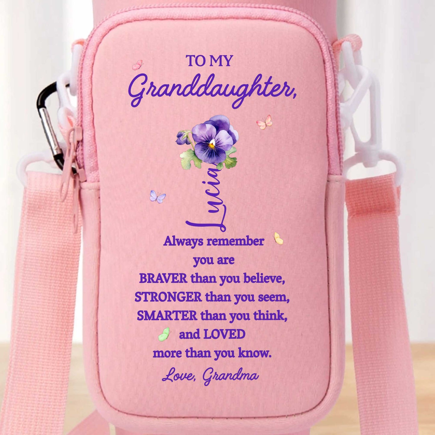 N'oubliez jamais que vous êtes plus courageux, plus fort, plus intelligent ! Sac porte-bouteille personnalisé - GDT002_BCB