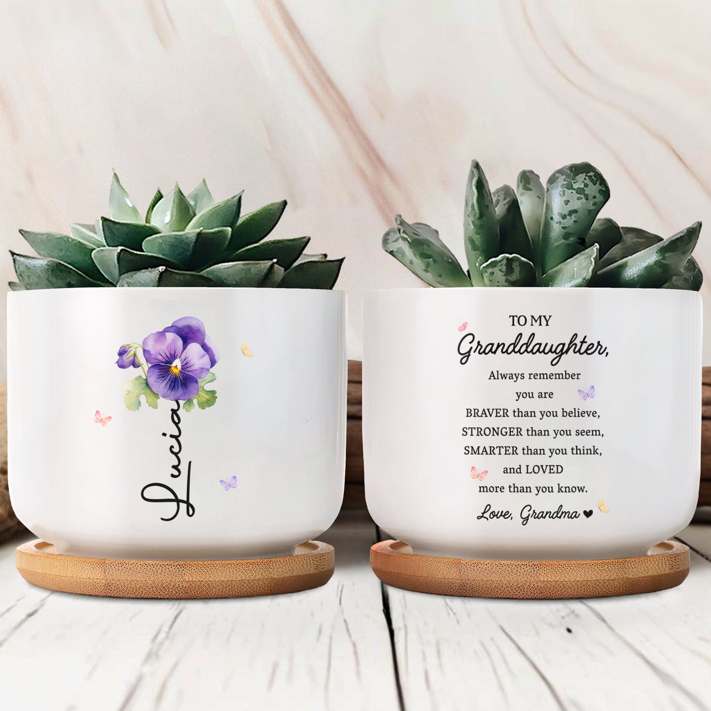 To My Granddaughter, Pansy Flower and Butterflies