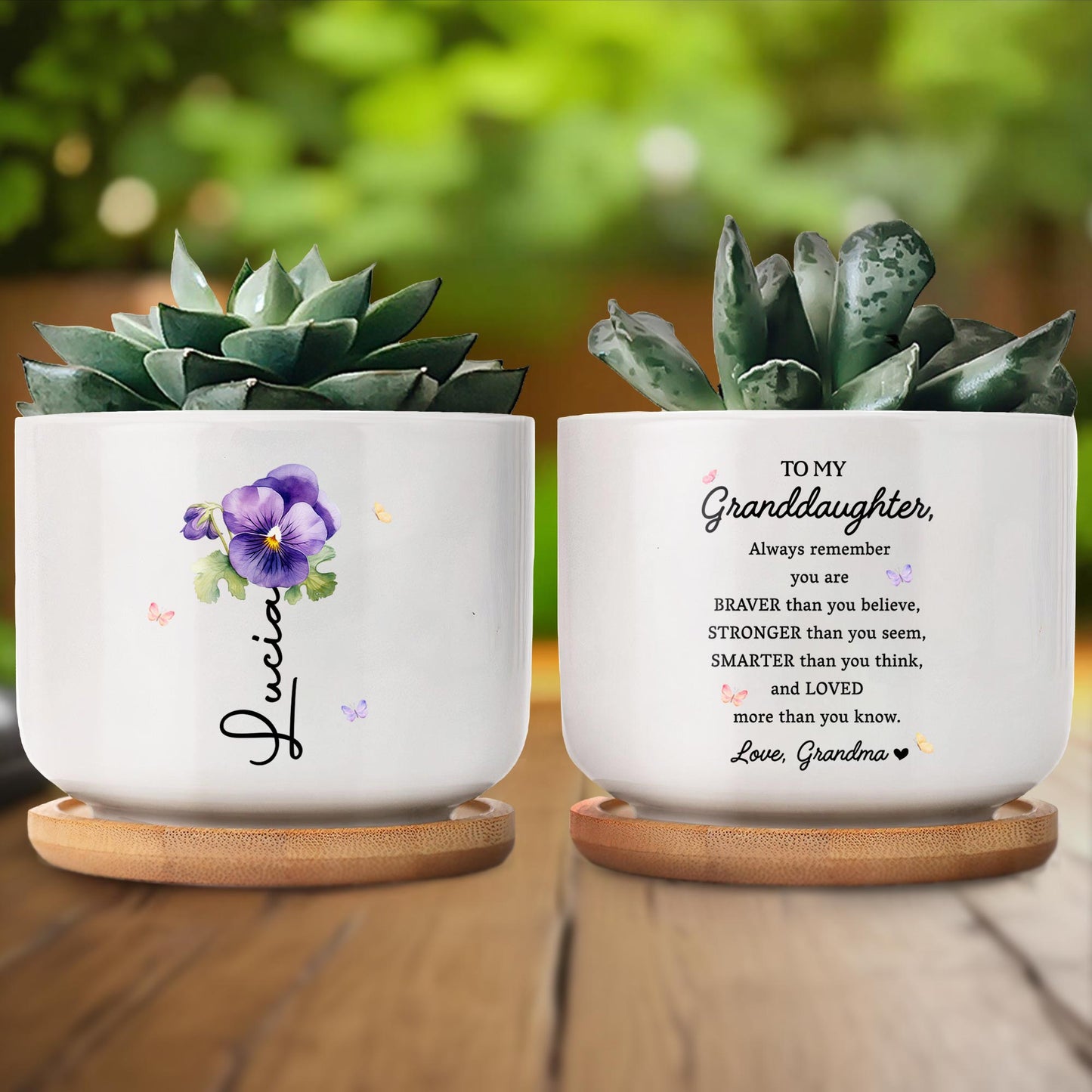 To My Granddaughter, Pansy Flower and Butterflies