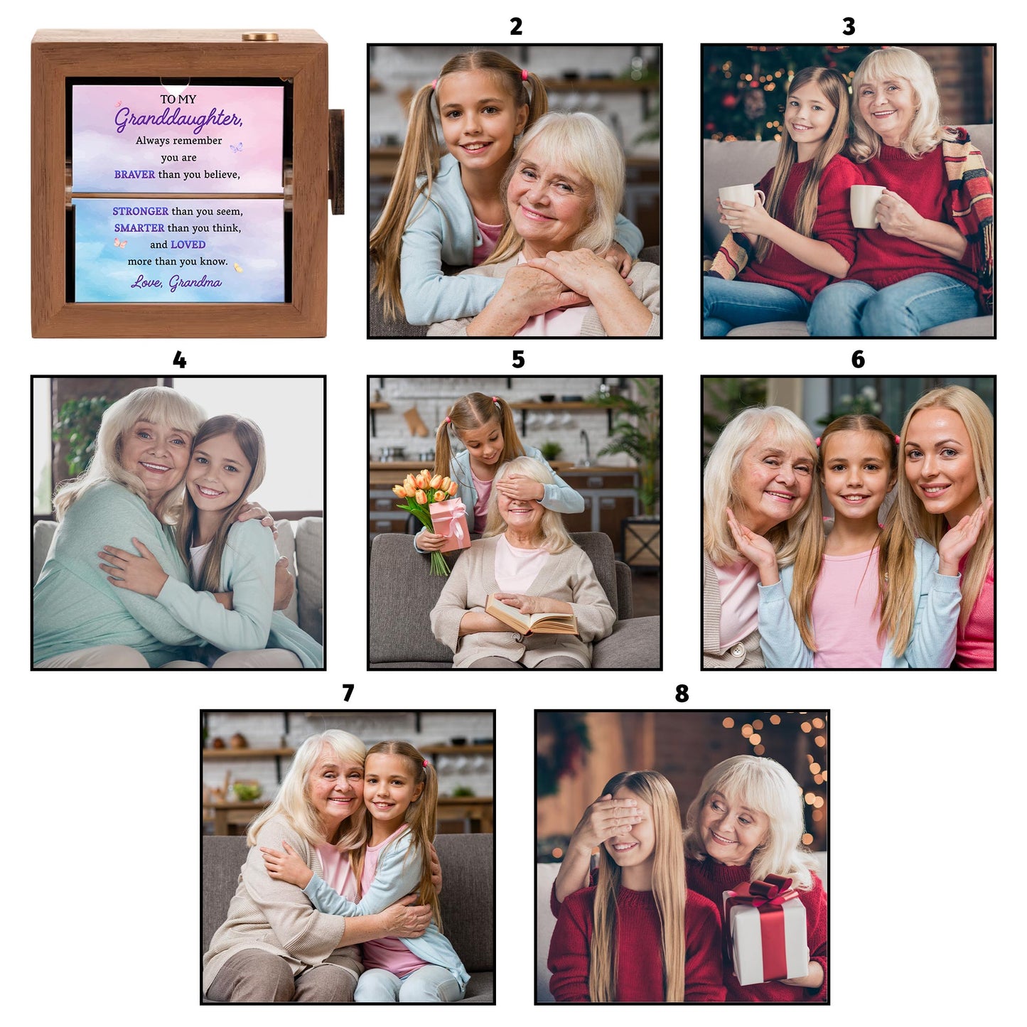 To My Granddaughter, Braver, Stronger, Smarter, Loved - Personalized Custom Photo Flipbook Frame - GDT002_FOFLA