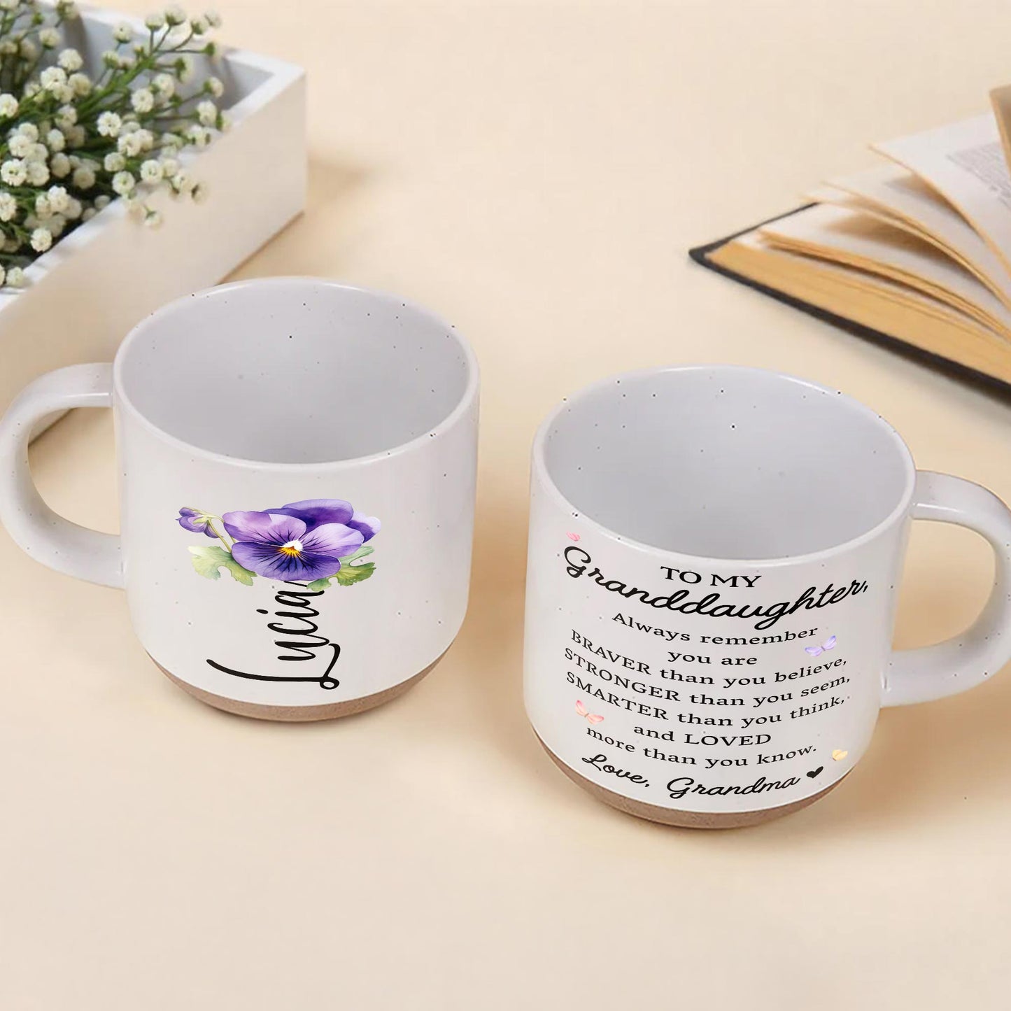 To My Granddaughter Always Remember You Are Loved - Personalized Pottery Mug, White Color - GDT002_PMGW